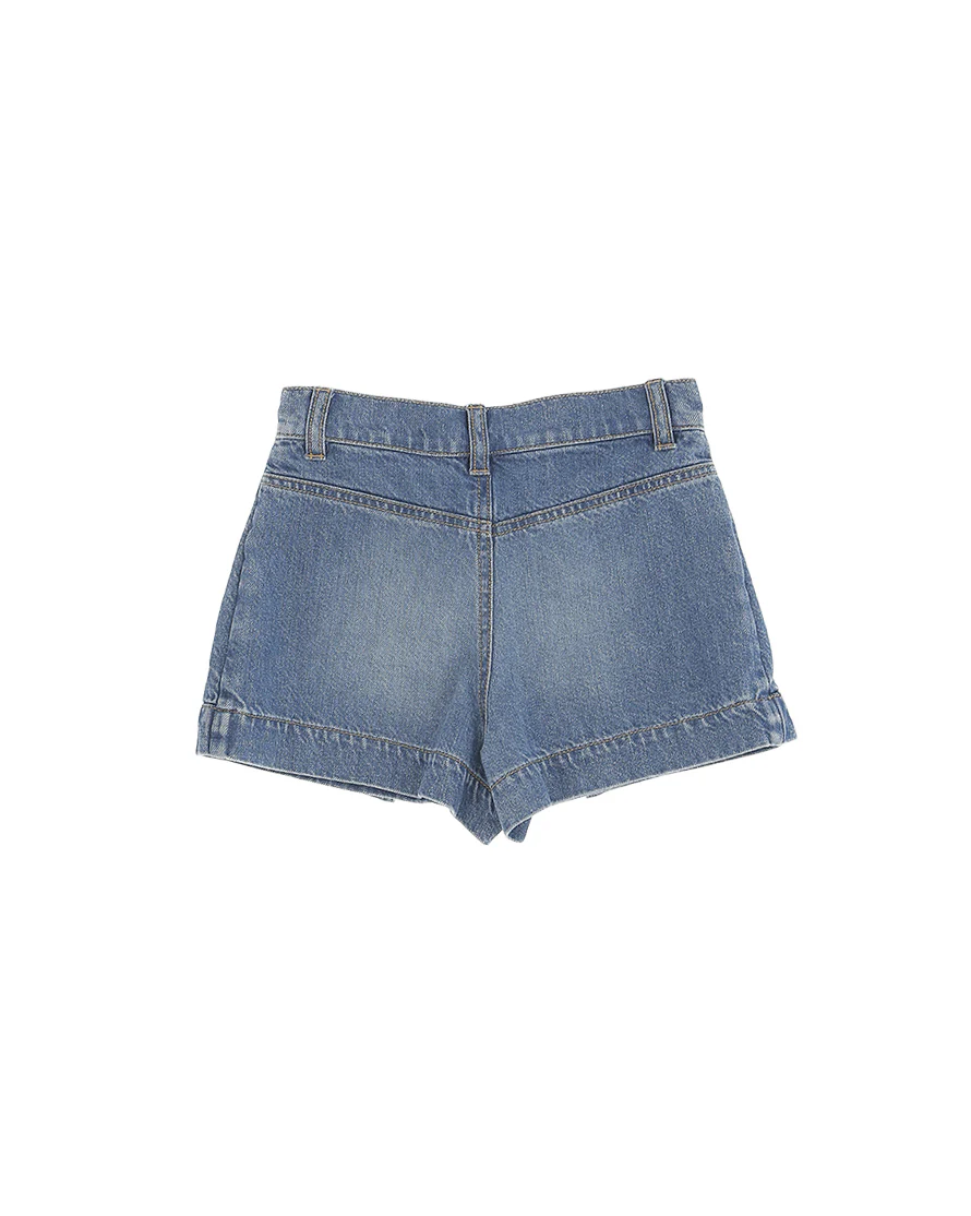 Elisabetta Franchi La Mia Bambina Short in Denim Blu con Dettaglio Logo per Bambine