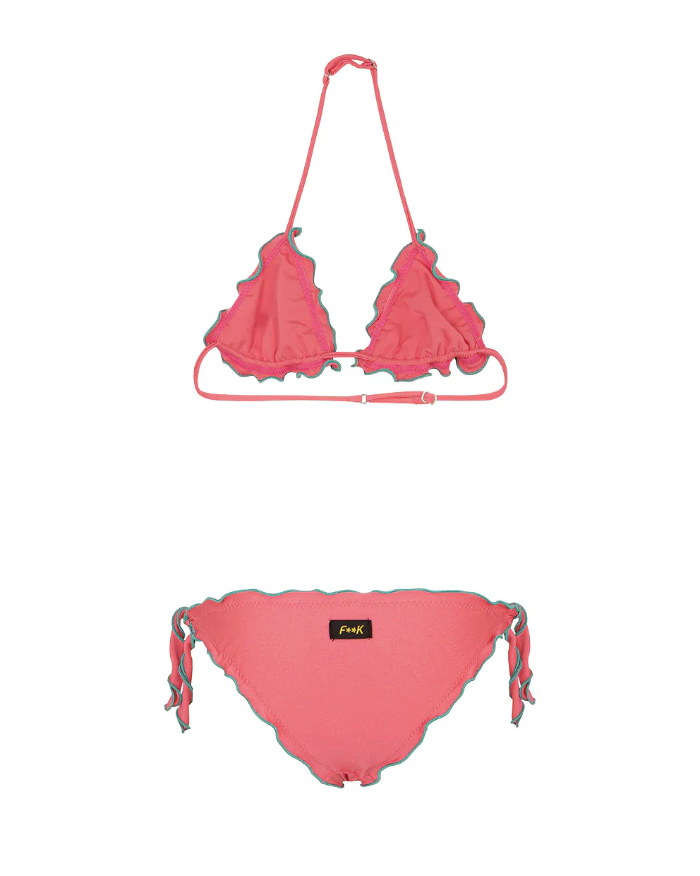 F**K Kids Costume Due Pezzi Fucsia con Dettagli Verde per Bambine