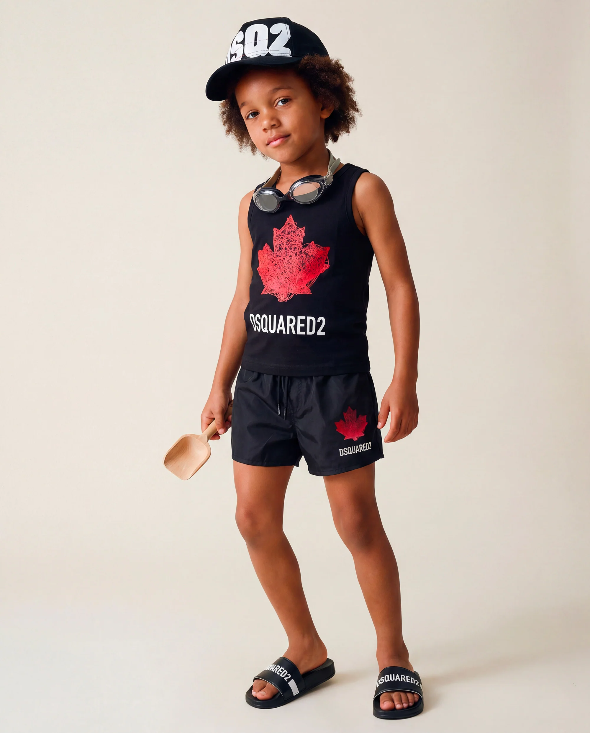 Dsquared2 Kids Costume Nero con Stampa Logo per Bambini