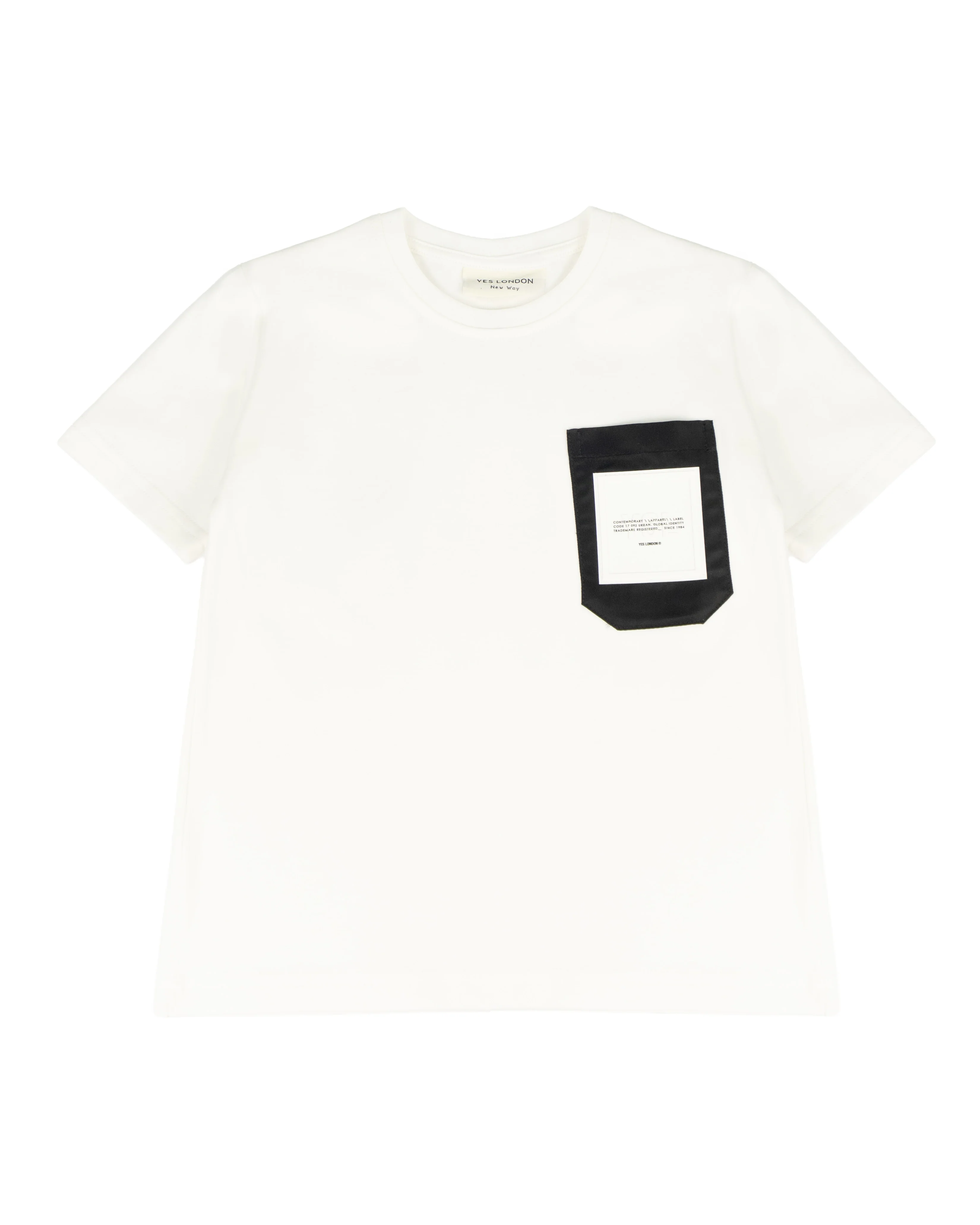 Yes London Kids T-Shirt Bianco con Tasca e Logo per Bambini