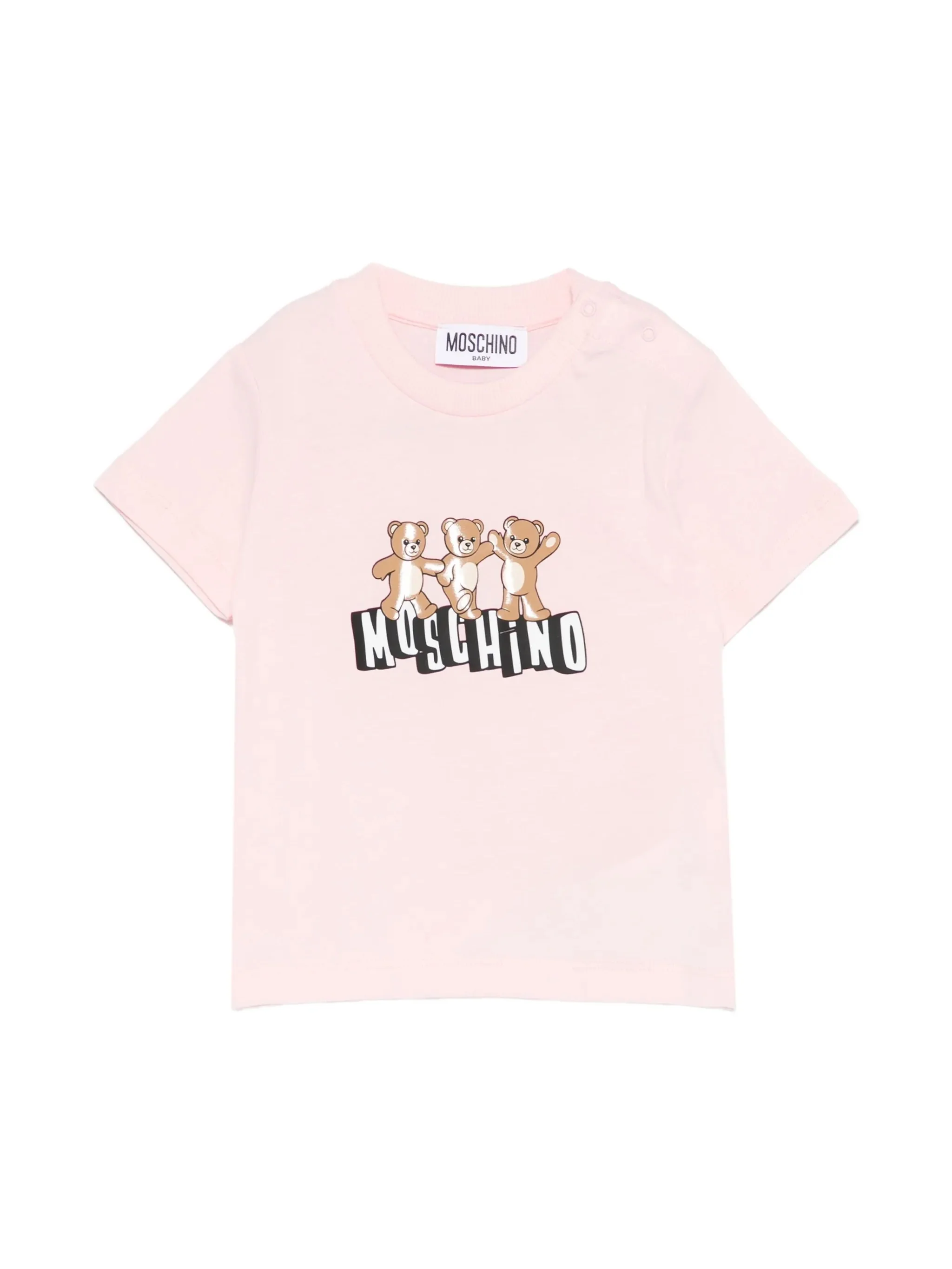 Moschino Kids T-Shirt Rosa con Logo Teddy Bear per Neonate