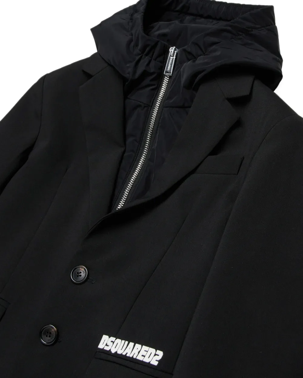Dsquared2 Giacca da Completo Nera con Cappuccio Integato e Logo Stampato per Bambini