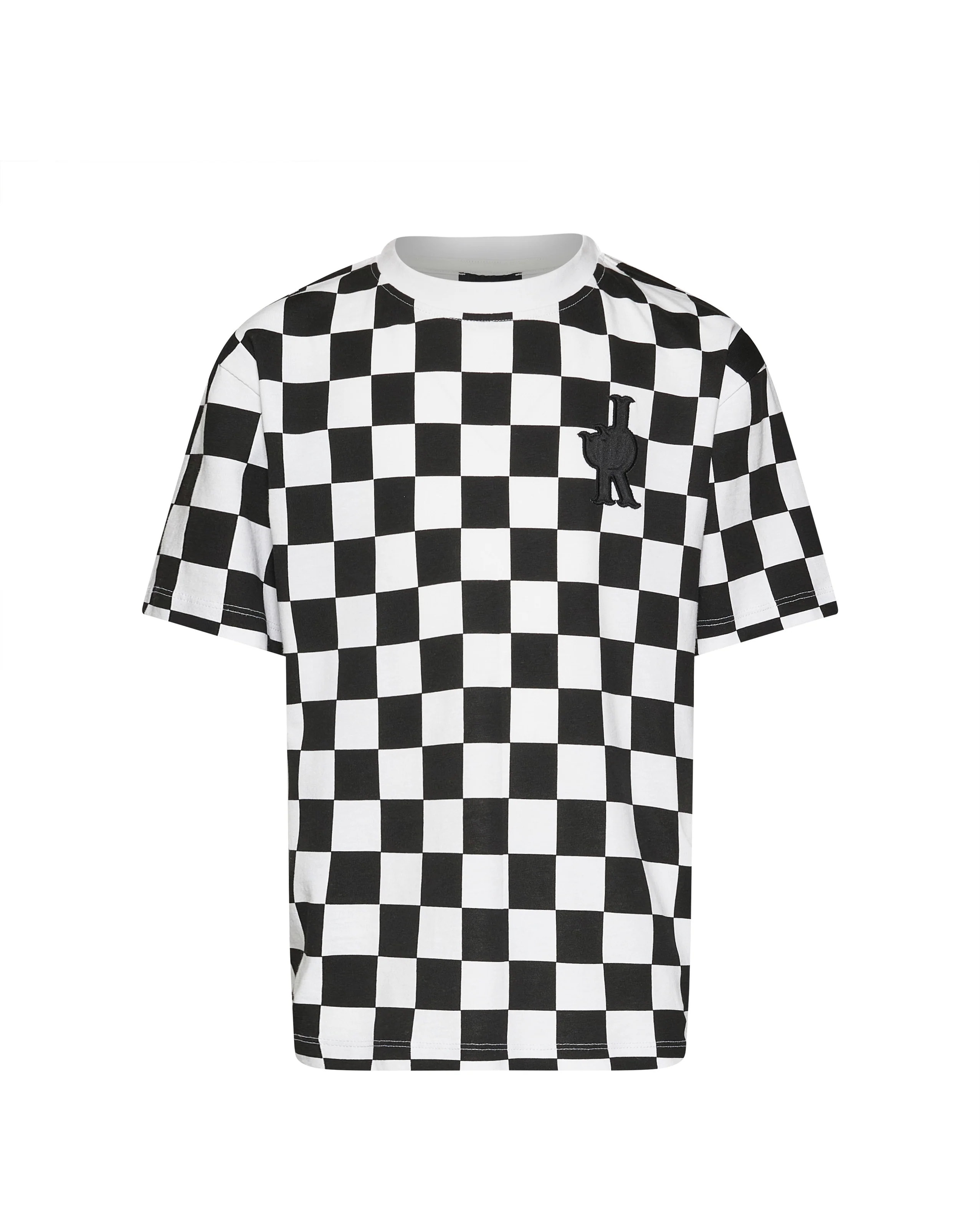 John Richmond Kids T-Shirt Bianco/Nero a Quadri per Bambini