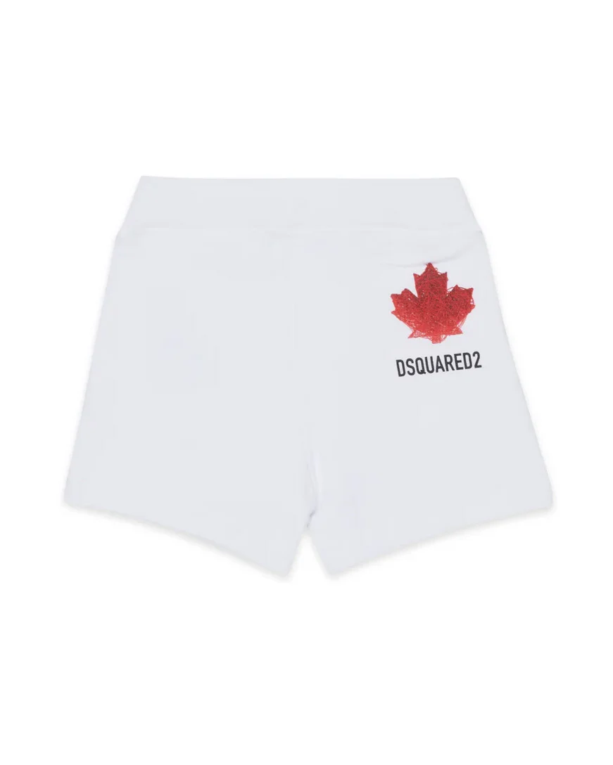 Dsquared2 Kids Bermuda Bianco con Stampa Logo per Neonati