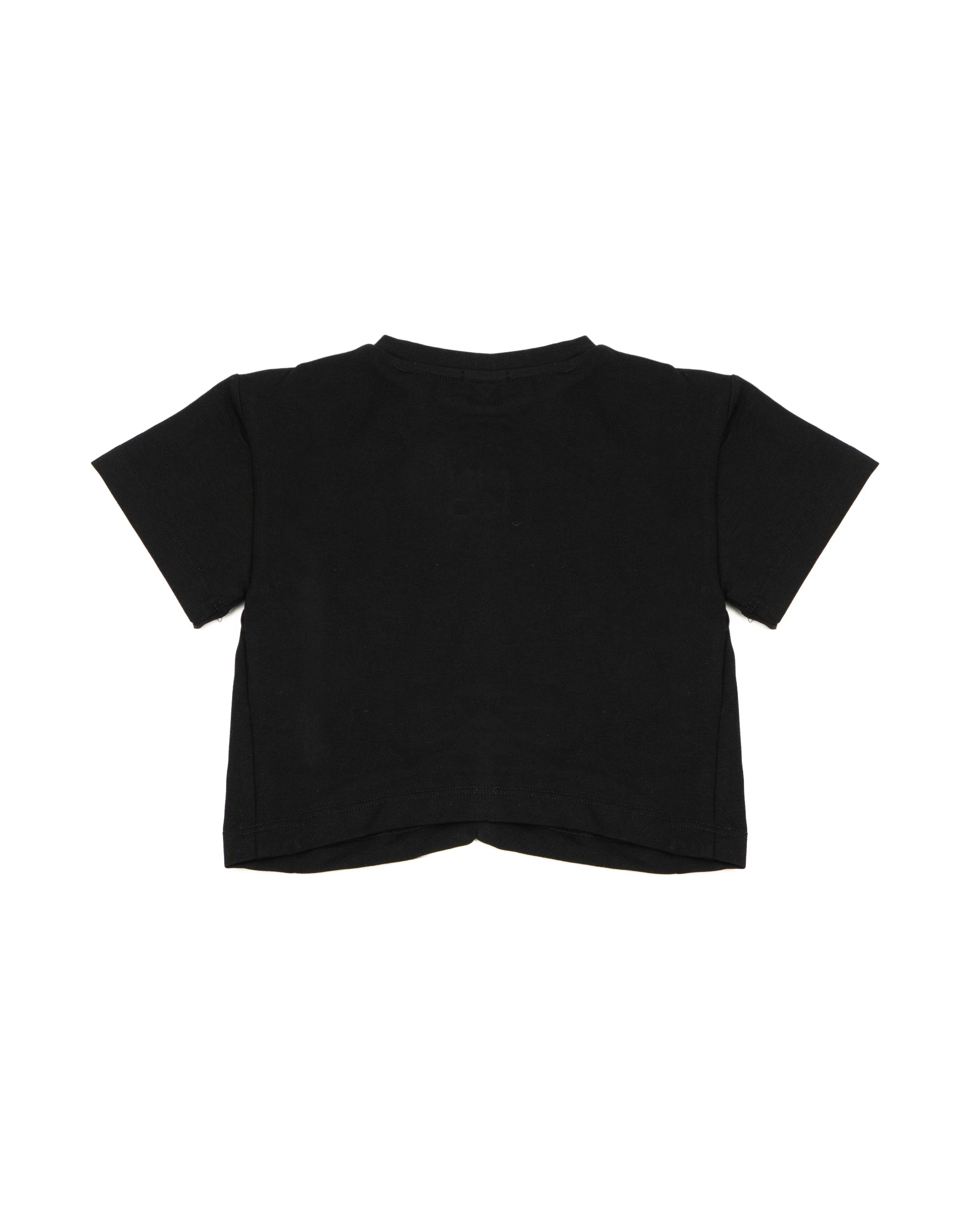 Pinko Kids T-Shirt Nero Crop Arricciata per Bambine
