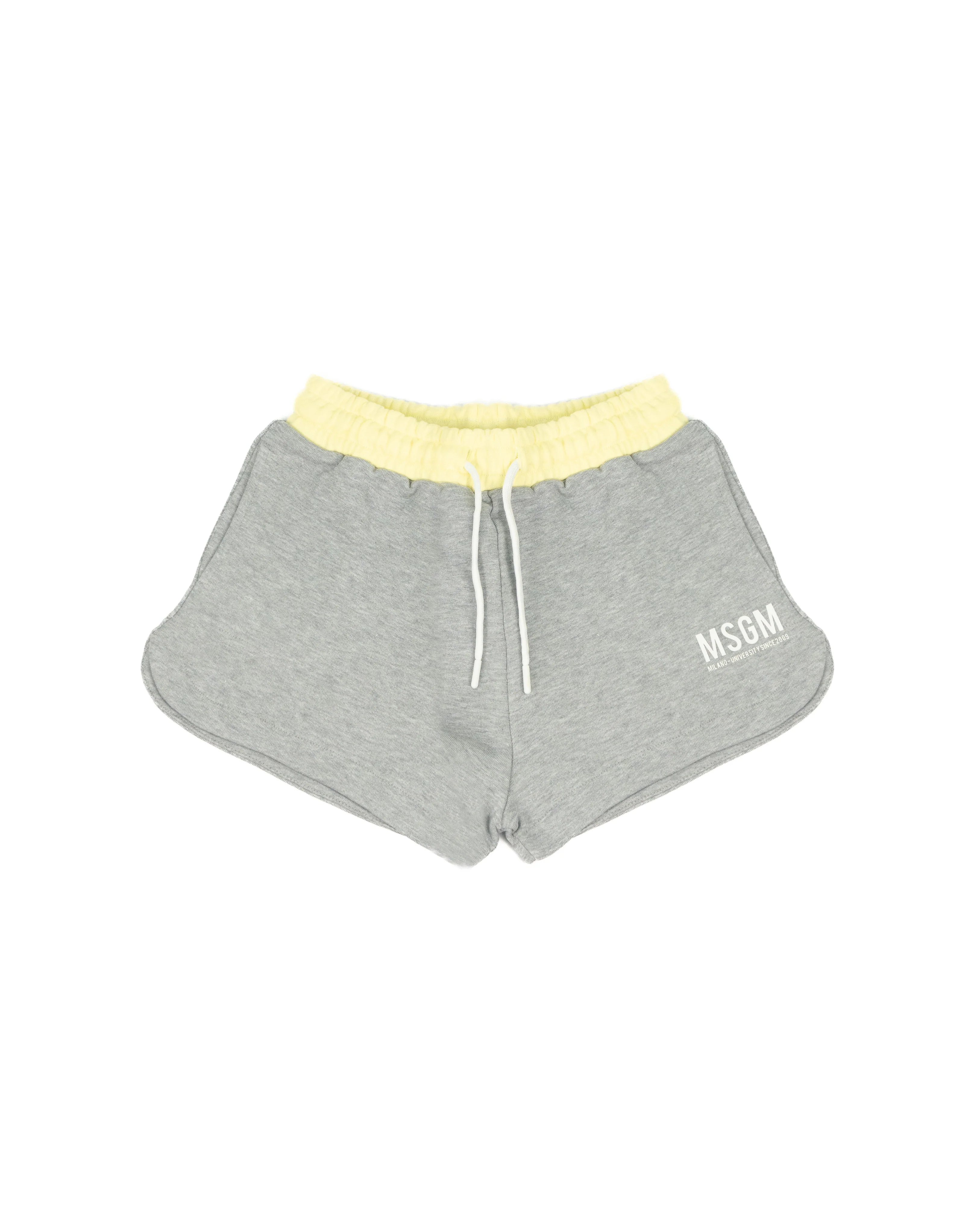 Msgm Kids Short in Felpa Grigio/Limone per Bambine