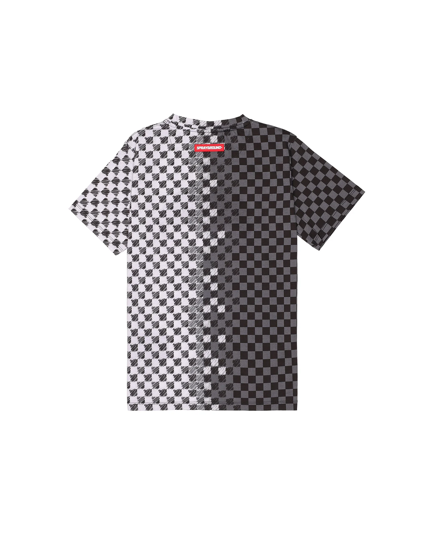 Sprayground Kids T-Shirt Bianco/Nero a Scacchi con Stampa Logo per Bambini