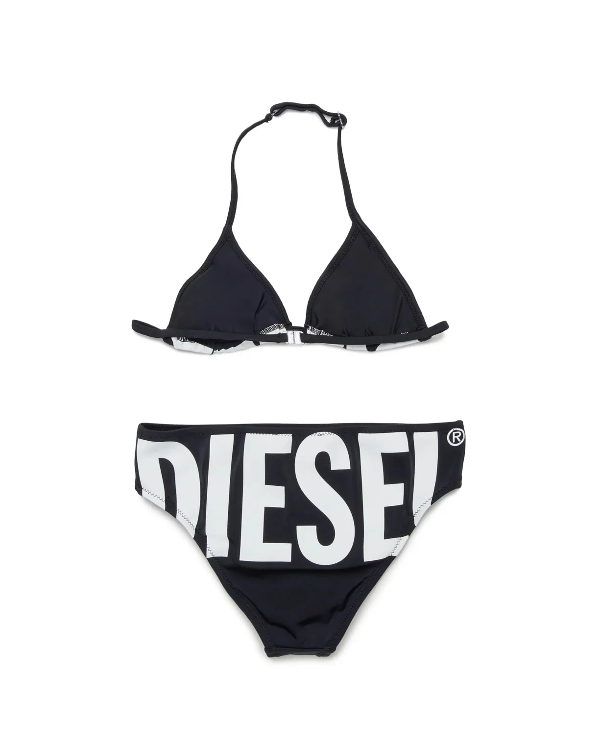 Diesel Kids Bikini Nero con Stampa Logo a Contrasto per Bambine