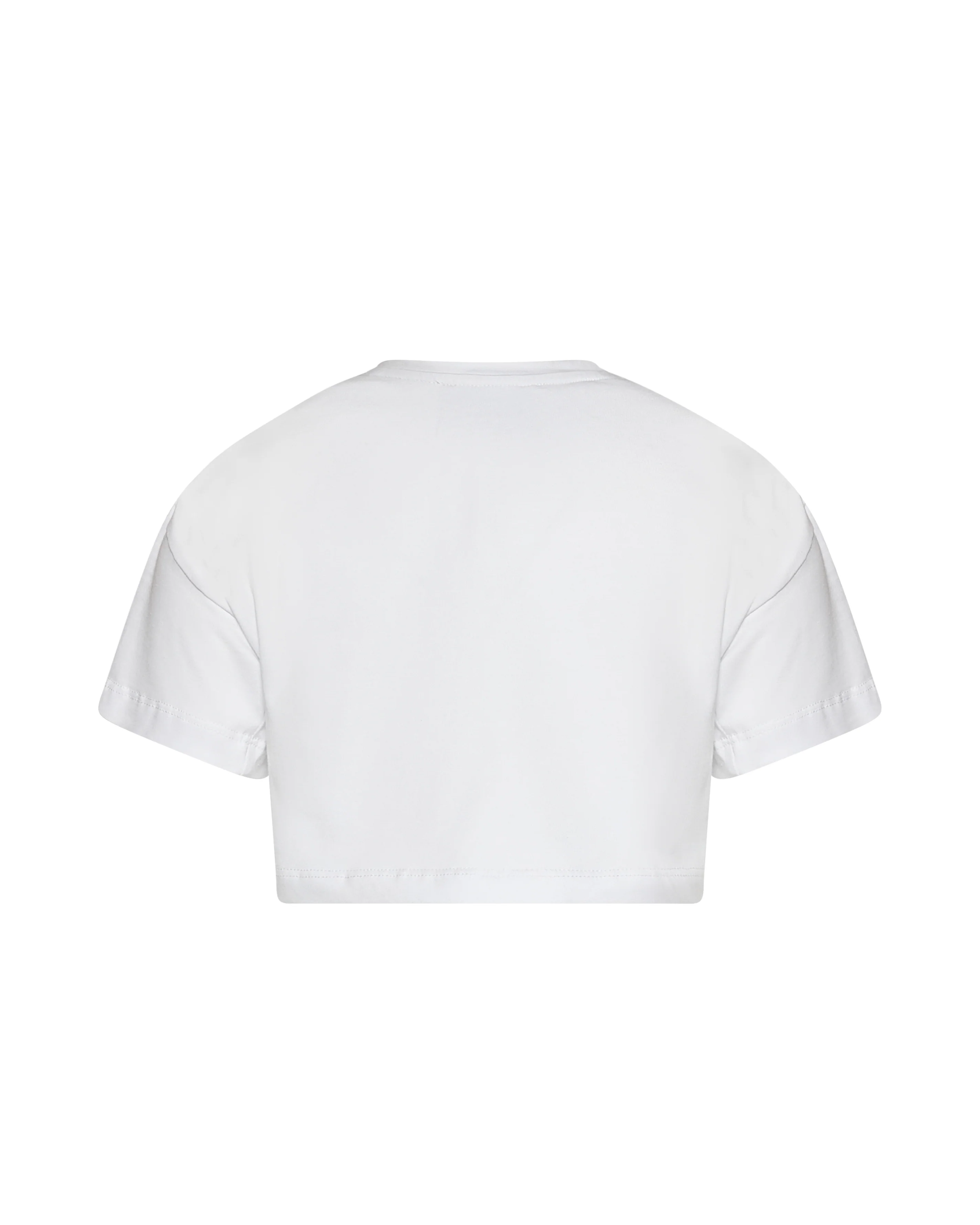 John Richmond Kids T-shirt Cropped Bianca con Stampa Logo a Contrasto per Bambine