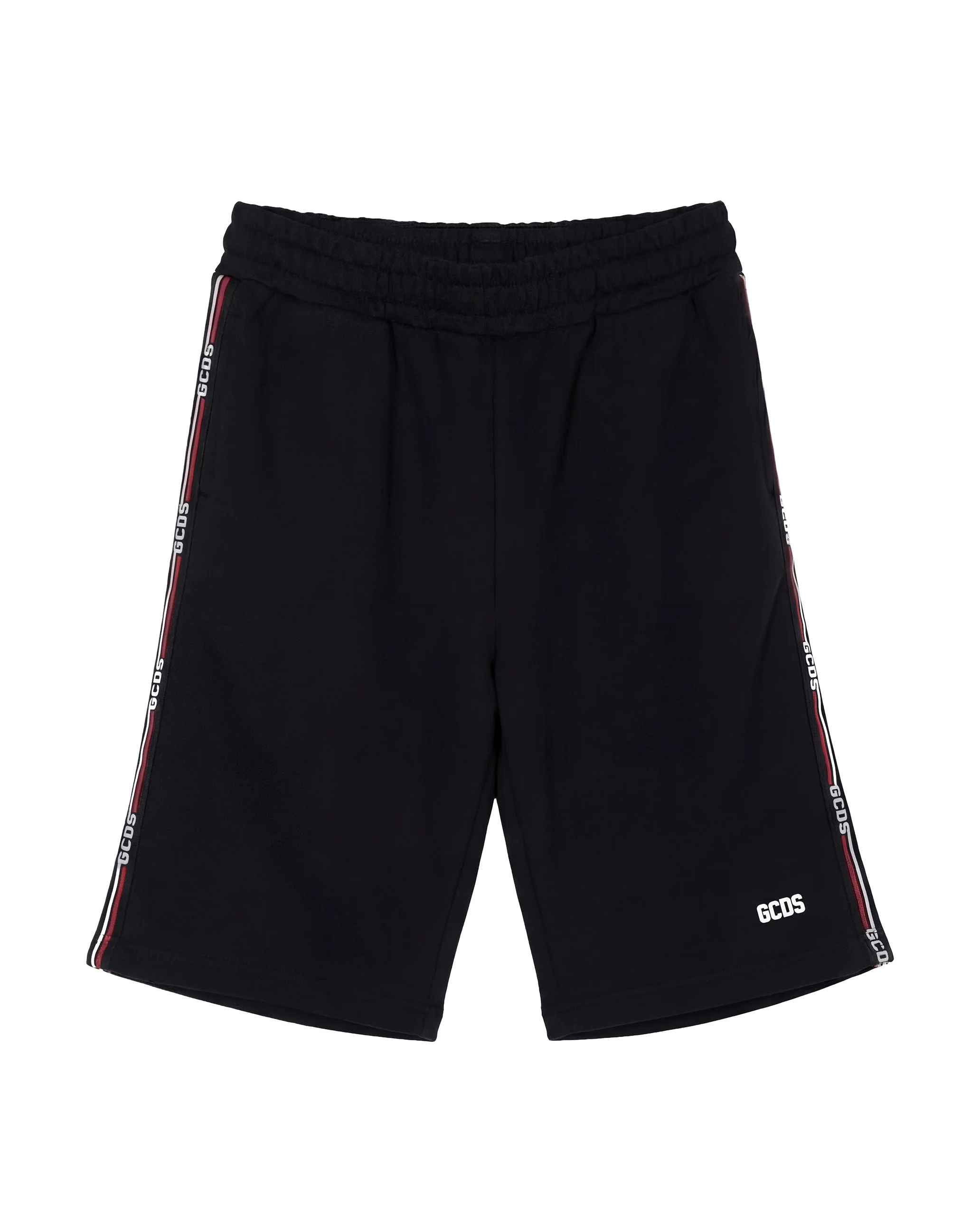 Gcds Kids Bermuda Nero con Bande Laterali Logate per Bambini