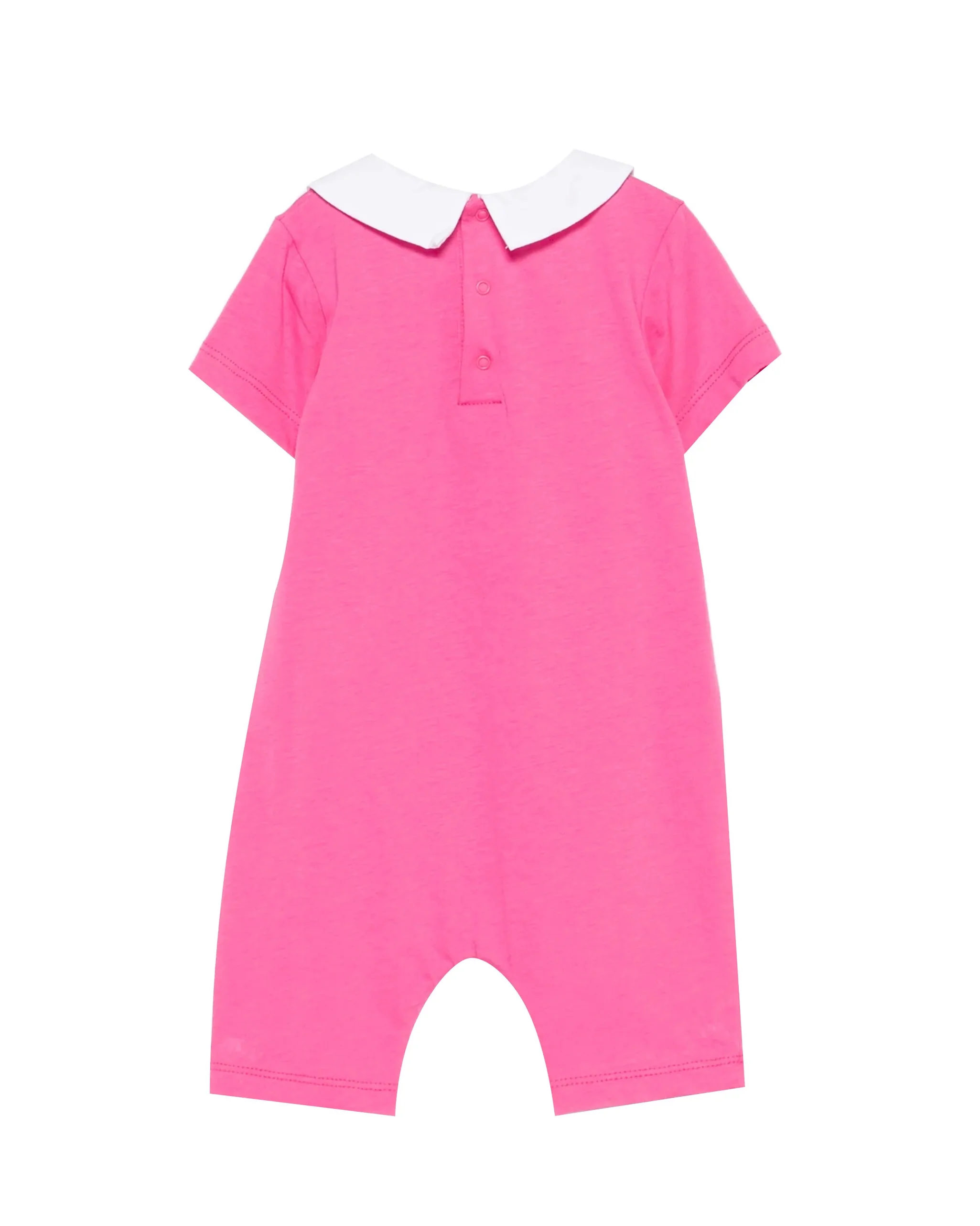 Moschino Kids Pagliaccetto Fucsia con Logo Teddy Bear per Neonati