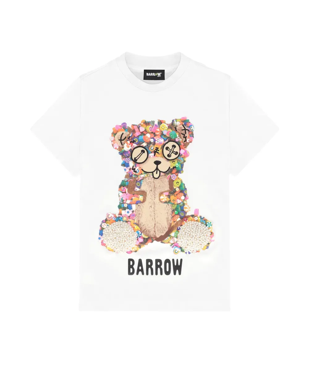 Barrow Kids T-Shirt Bianco Stampa Teddy Multicolor per Bambine