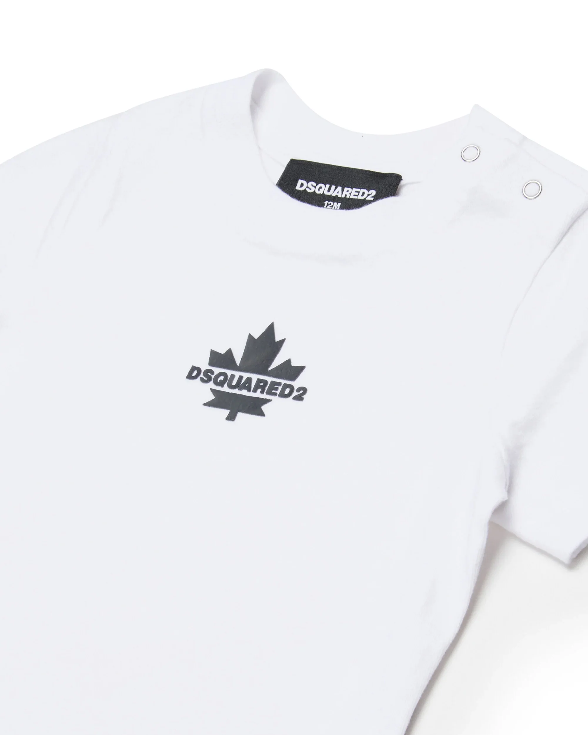 Dsquared Kids T-shirt con Stampa Logo Apertura Spalla con Bottoni con Neonati