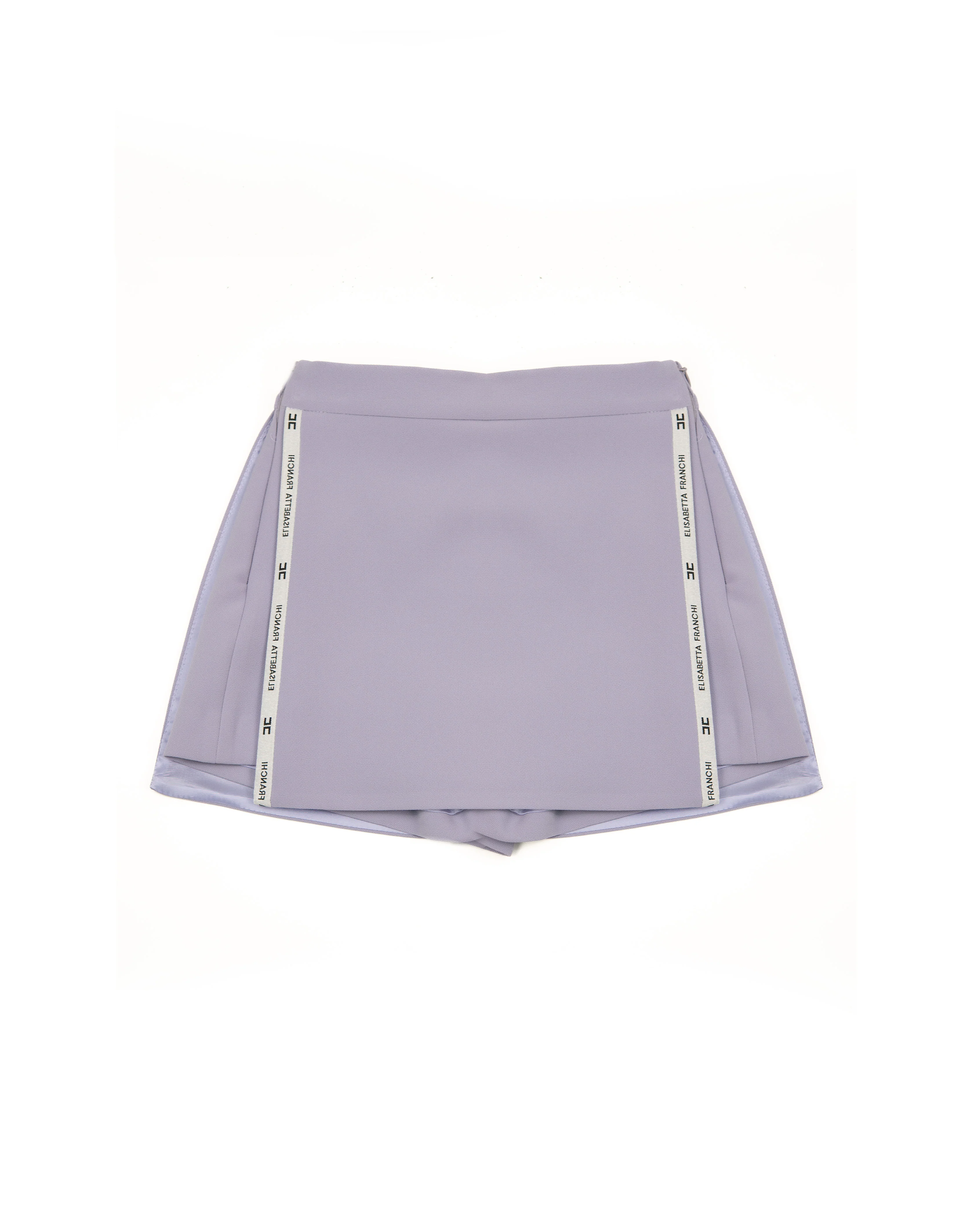 Elisabetta Franchi La Mia Bambina Short Lilla con Motivo Logo Laterale Avorio per Bambine