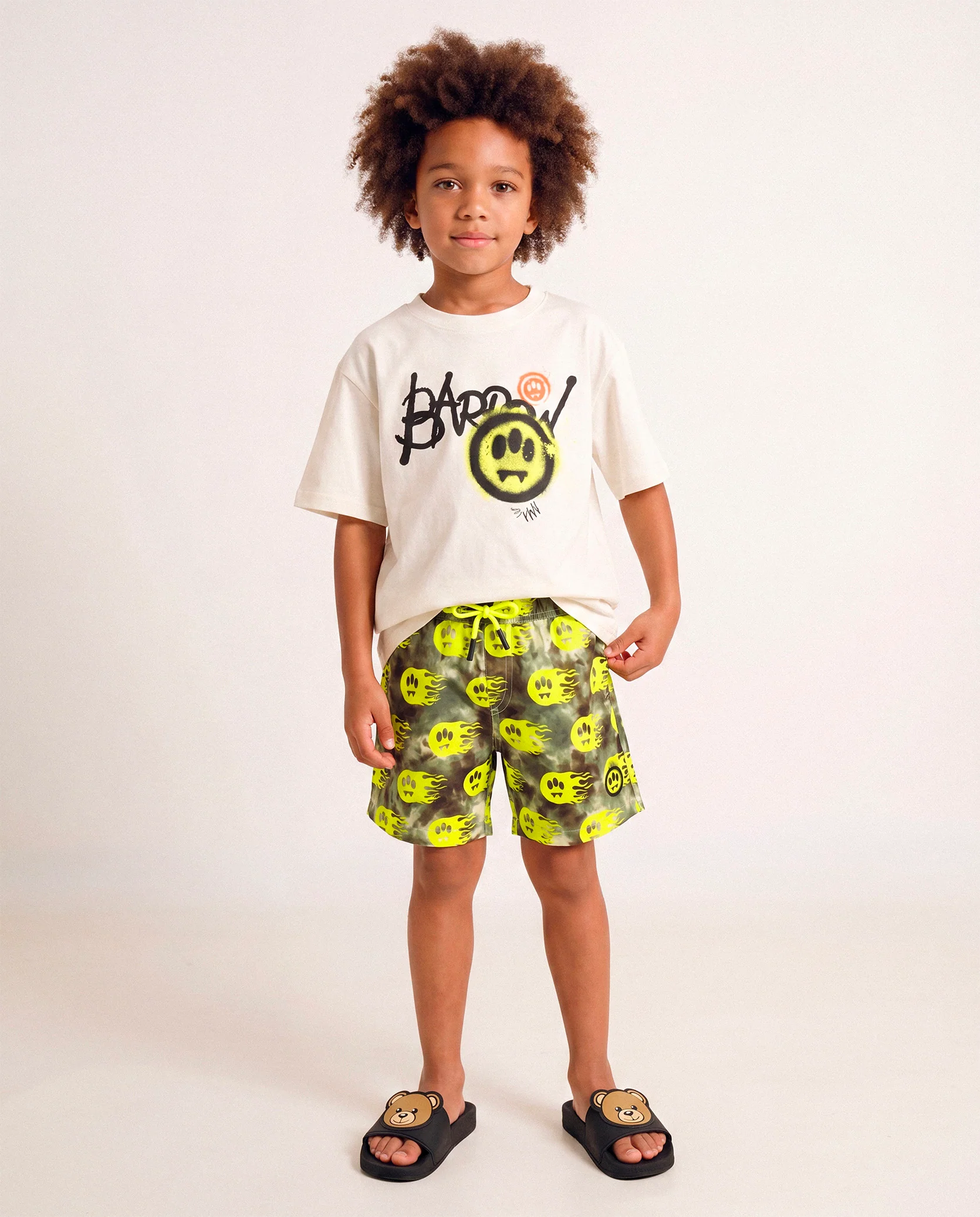 Barrow Kids T-Shirt Crema con Stampa Logo per Bambini