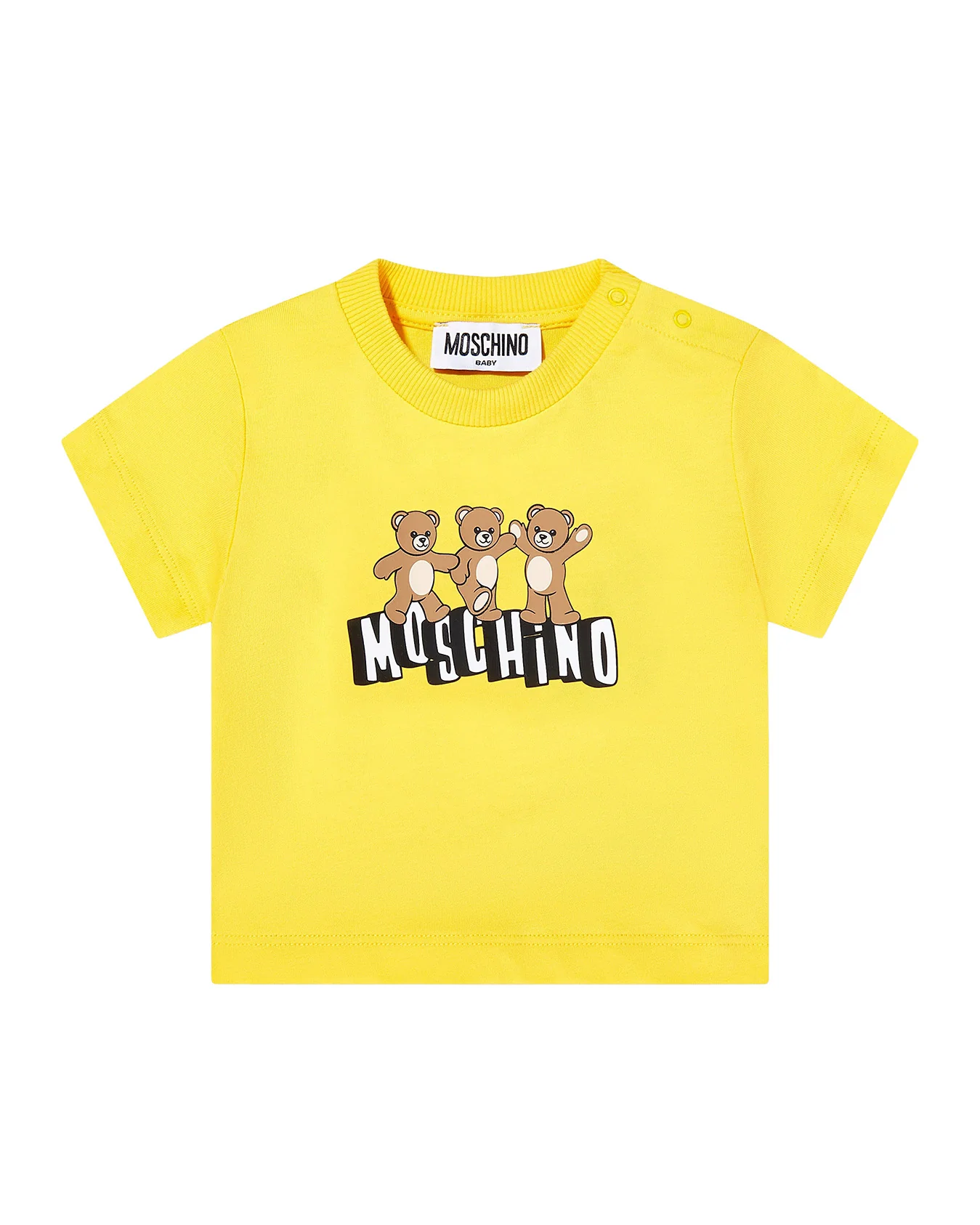 Moschino Kids T-Shirt Giallo con Logo Teddy Bear per Neonate