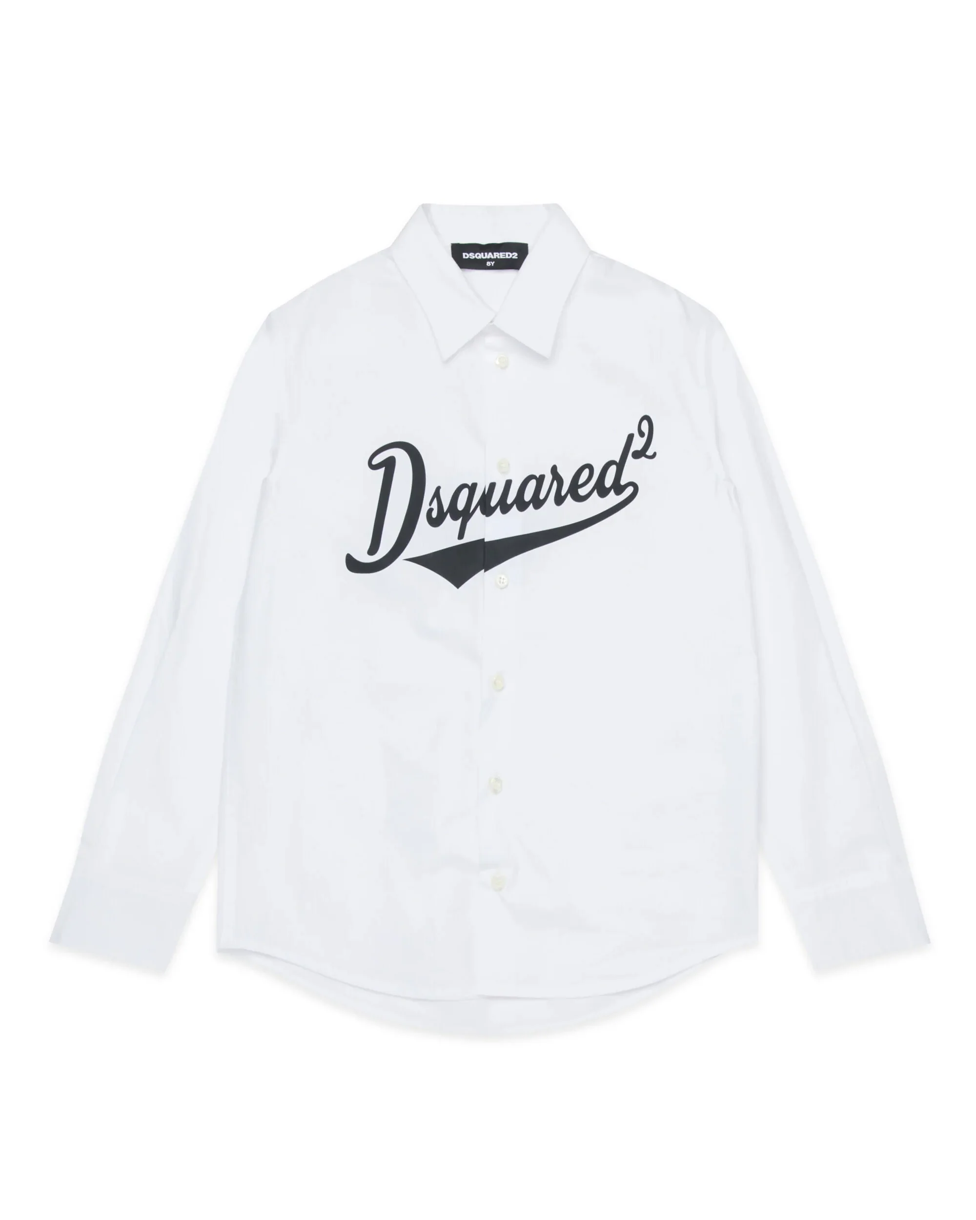 Dsquared2 Kids Camicia Bianca con Maxi Stampa Logo a Contrasto per Bambini