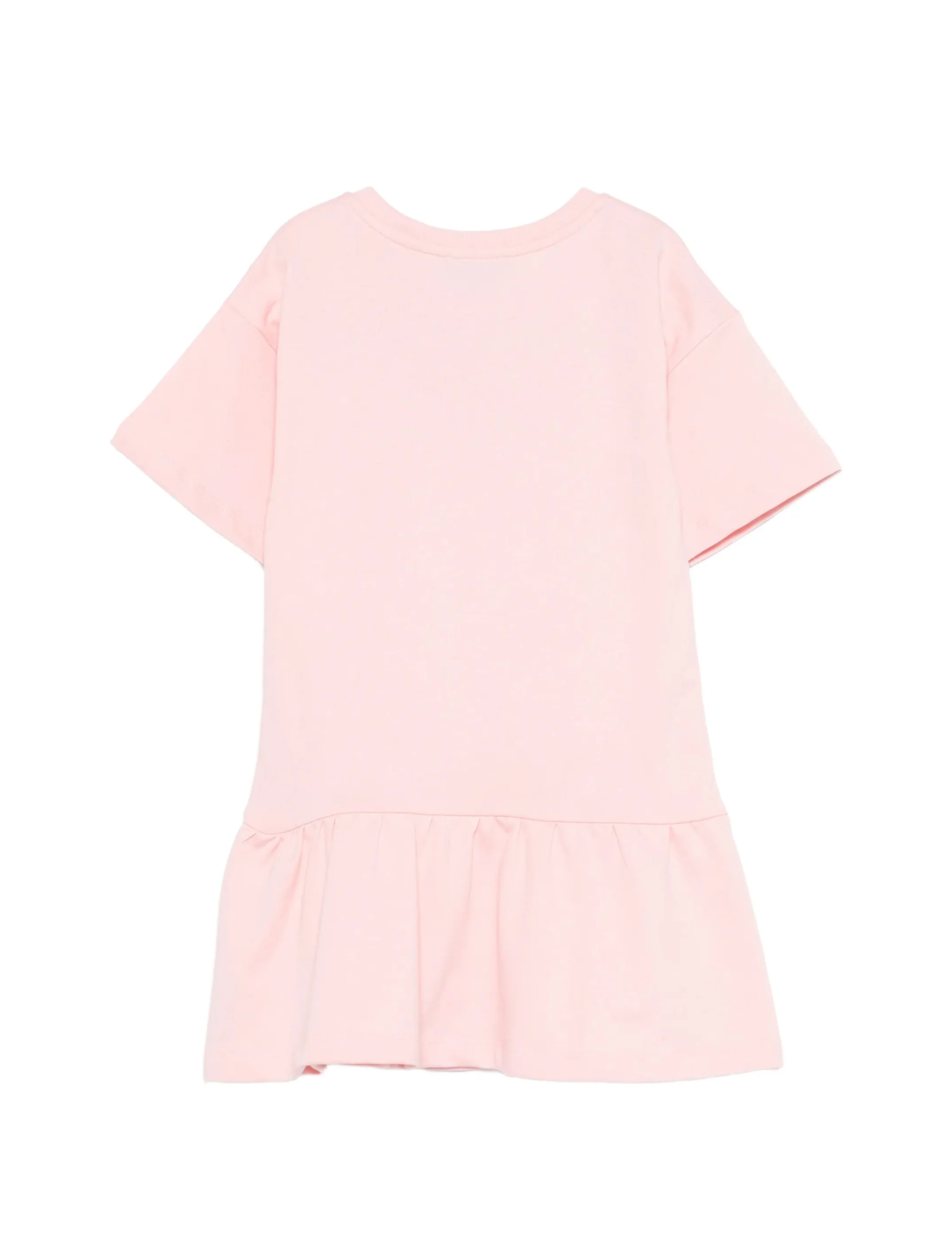 Moschino Kids Abito Rosa con Gonna Rouches e Logo Teddy Bear per Bambine