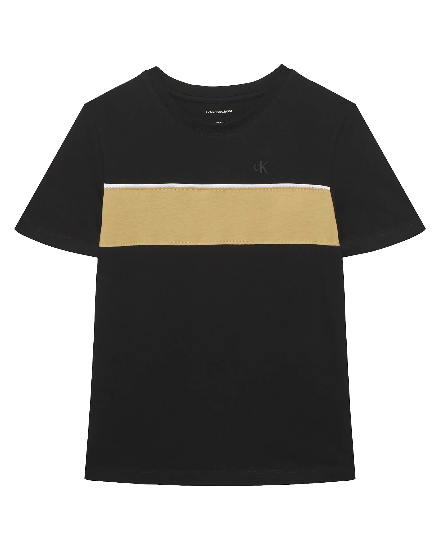 Calvin Klein Kids T-Shirt Nero e Beige con Logo per Bambini