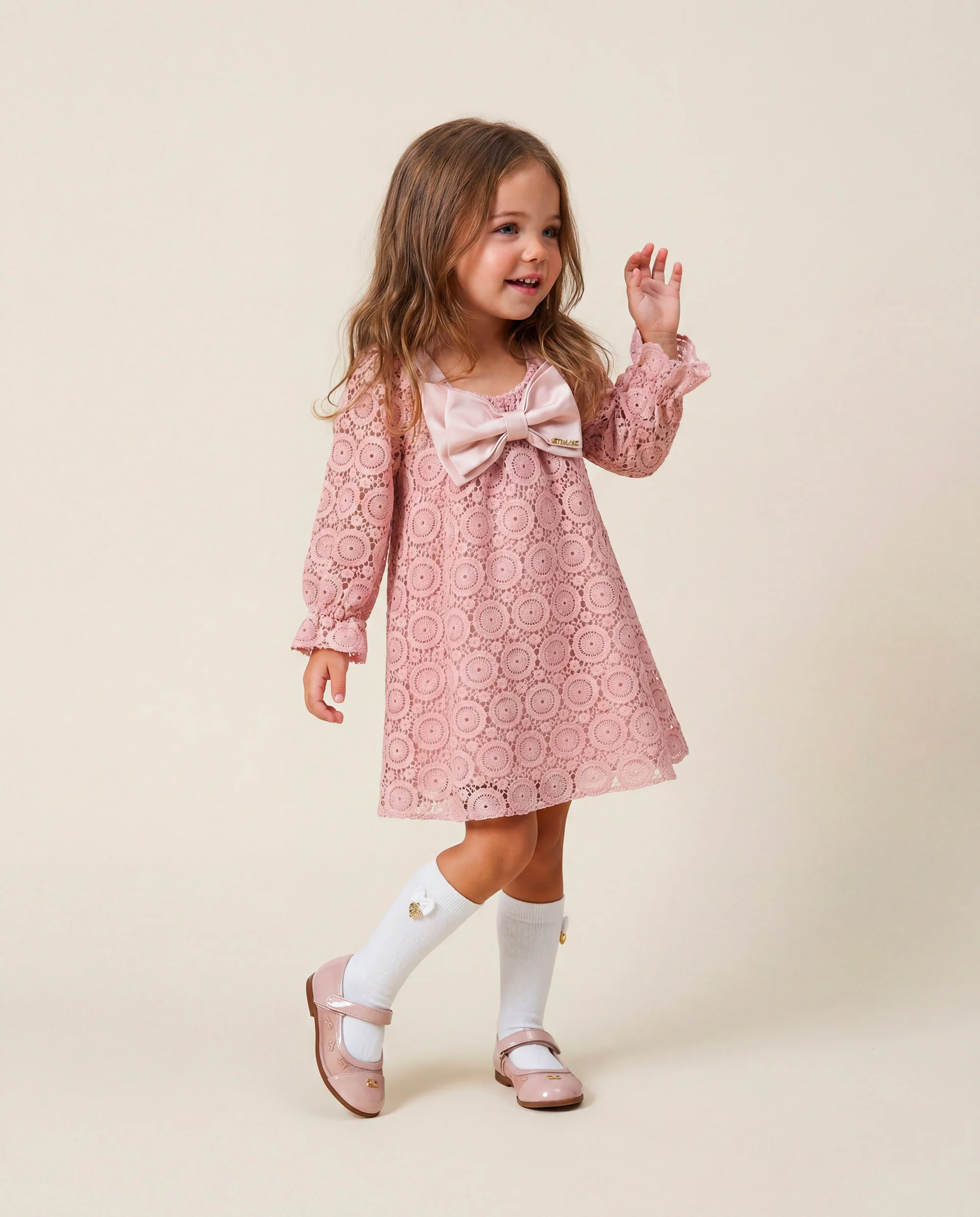 Elisabetta Franchi La Mia Bambina Ballerina Rosa con Ricamo Logo per Neonate