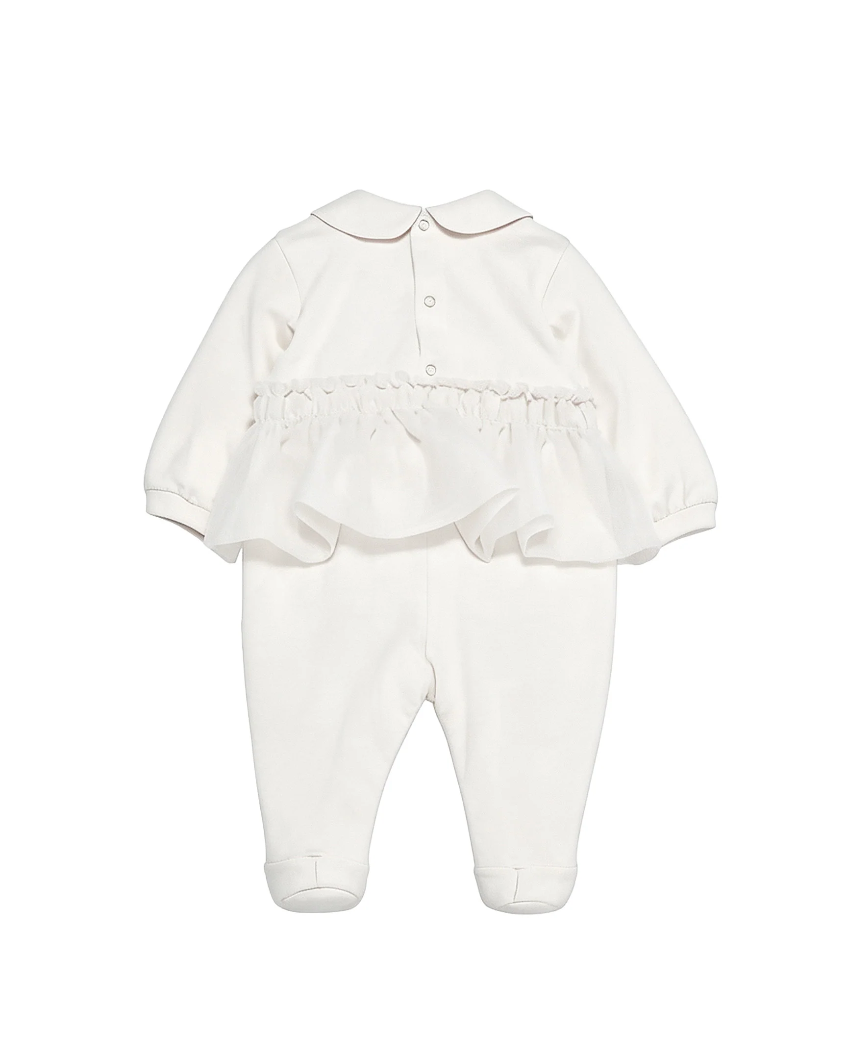 Elisabetta Franchi La Mia Bambina Tutina Avorio con Ruches per Neonate