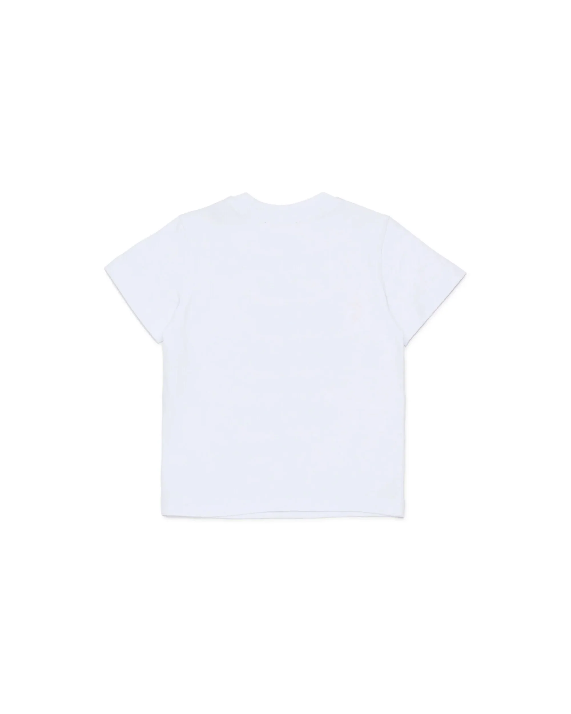 Diesel Kids T-shir Bianca con Doppia Stampa Logo Ovald D Unisex per Neonati