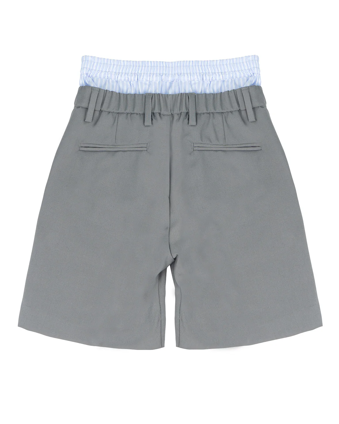 I'm Brian Kids Short Grigio con Dettaglio Celeste a Righe per Bambini