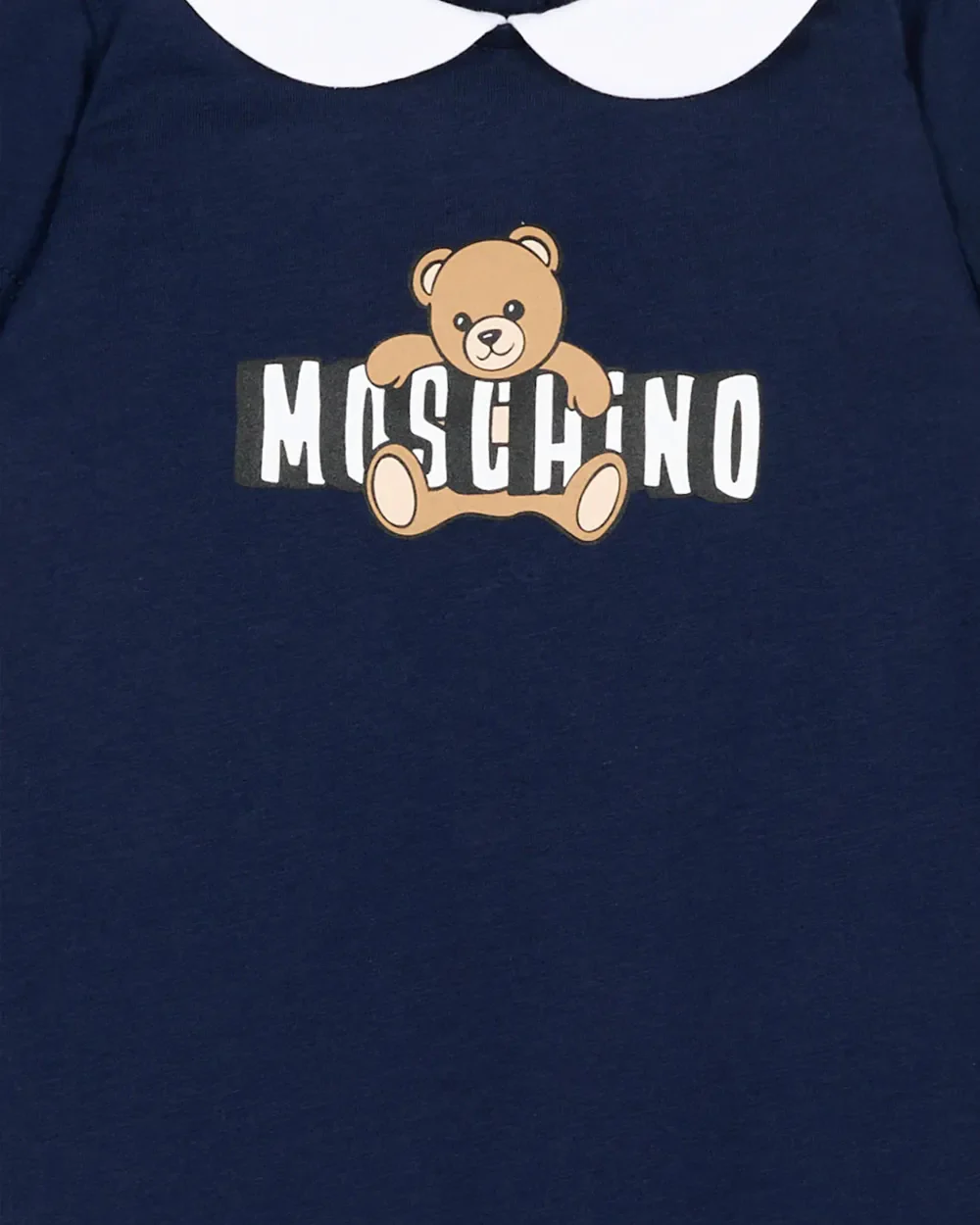 Moschino Kids Pagliaccetto Blu con Logo Teddy Bear per Neonati
