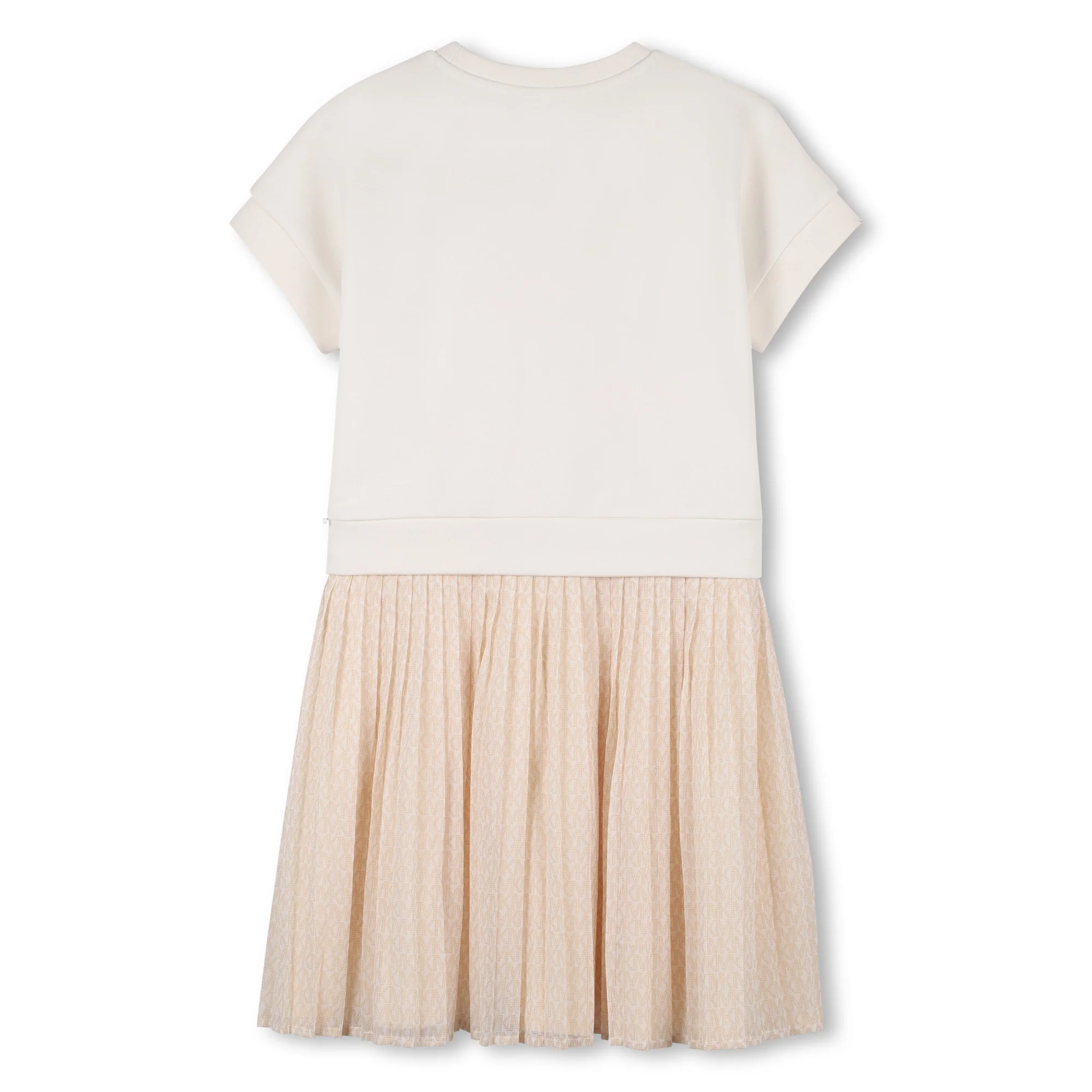 Michael Kors Kids Abito Crema con Gonna Plissettata per Bambine