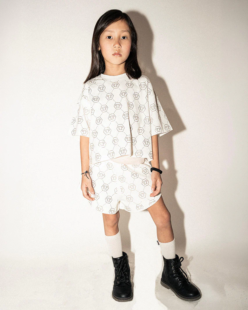Philipp Plein Kids Shorts con Logo All-Over Strass per Bambine