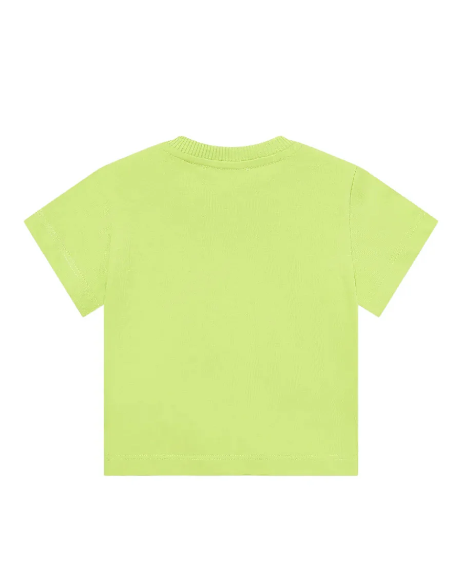 Moschino Kids T-Shirt Verde con Logo Teddy Bear per Neonati