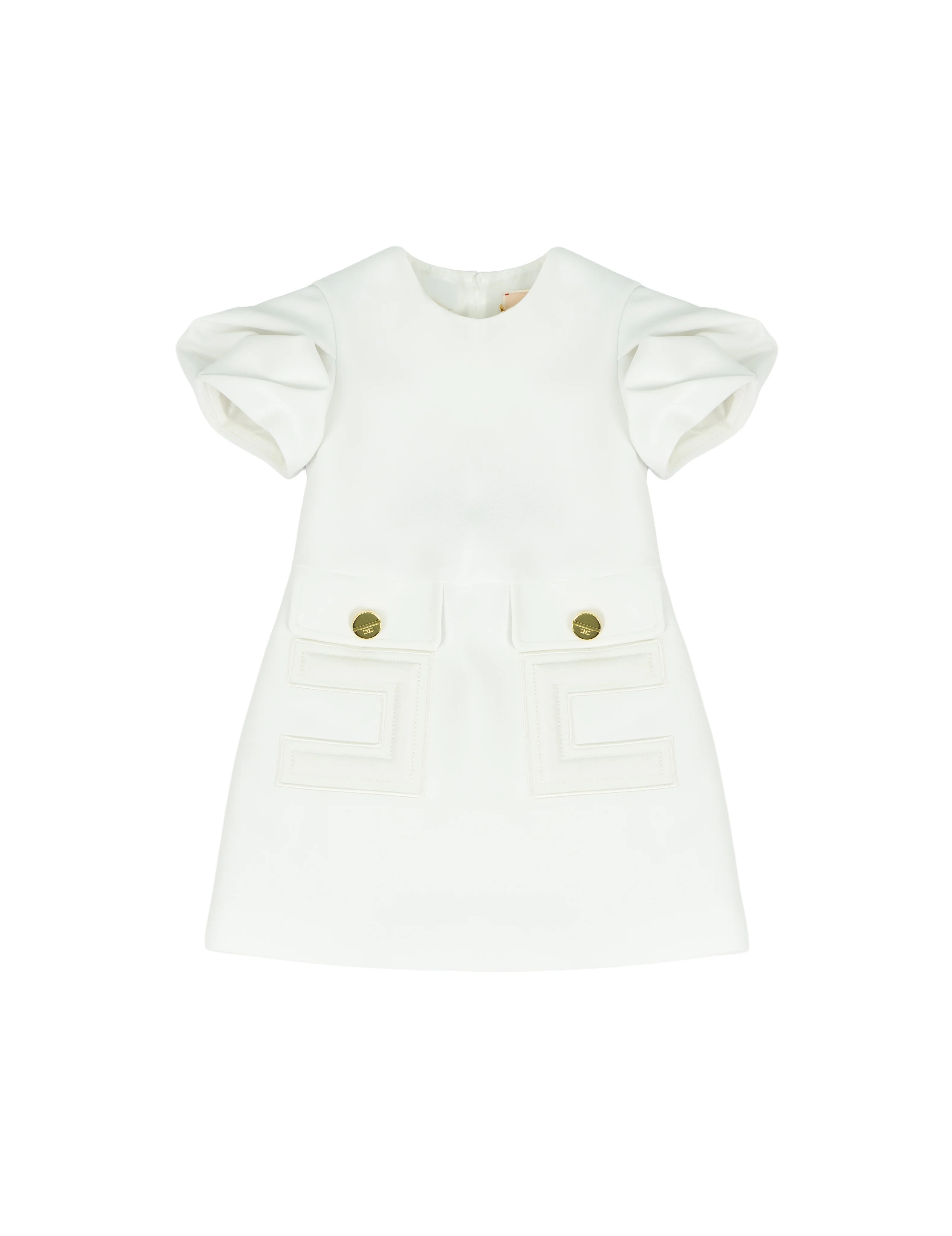 Elisabetta Franchi La Mia Bambina Abito Avorio Monocolore con Logo per Bambine