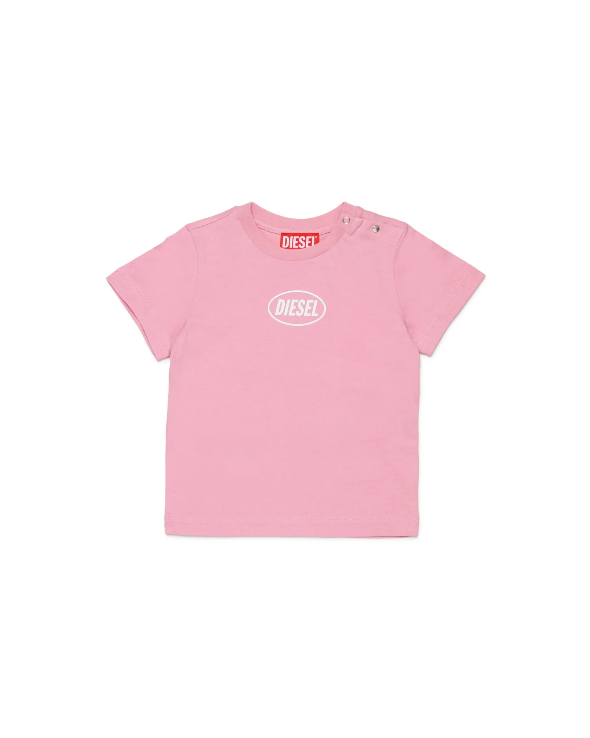Diesel Kids T-shirt Rosa con Logo Oval D per Neonate