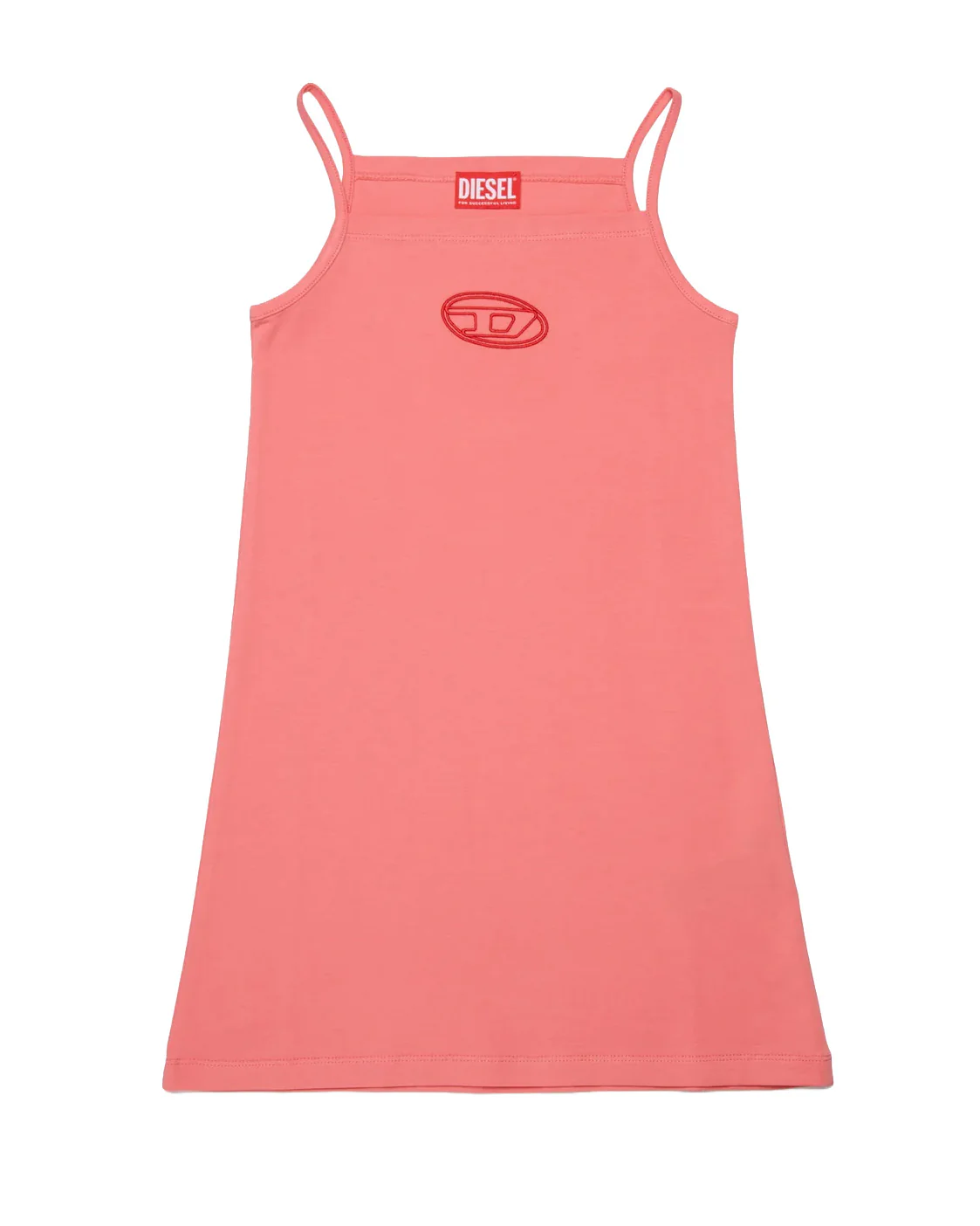 Diesel Kids Abito Corallo con Logo Oval-D per Bambine