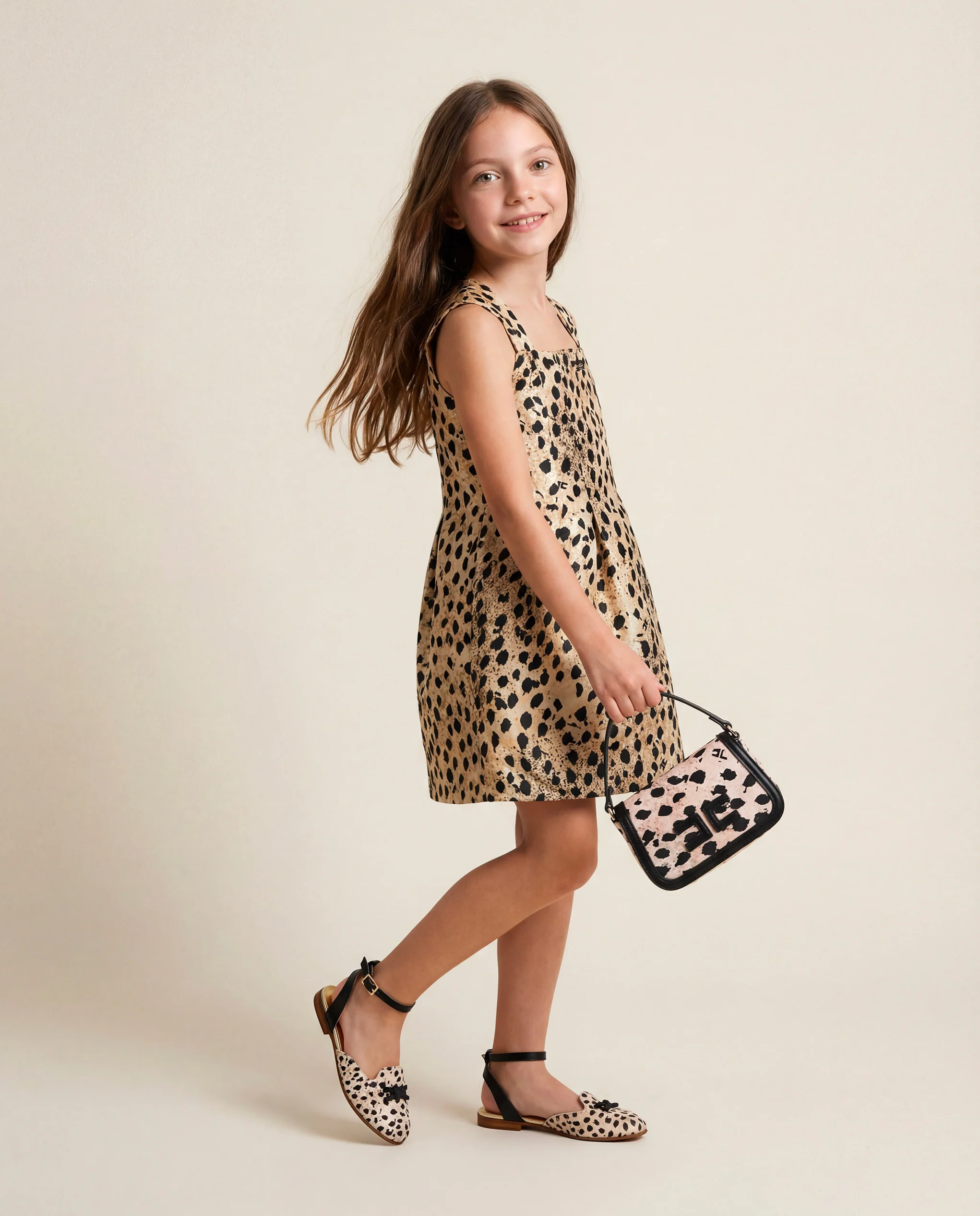 Elisabetta Franchi La Mia Bambina Abito con Motivo Animalier per Bambine