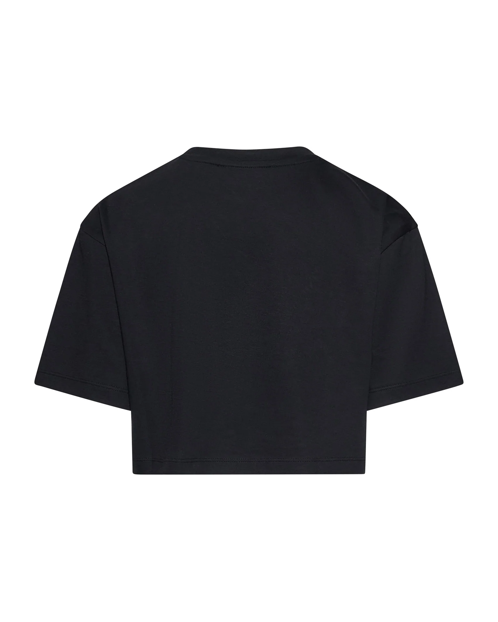 John Richmond Kids T-Shirt Nero Cropped con Logo e Applicazioni per Bambine