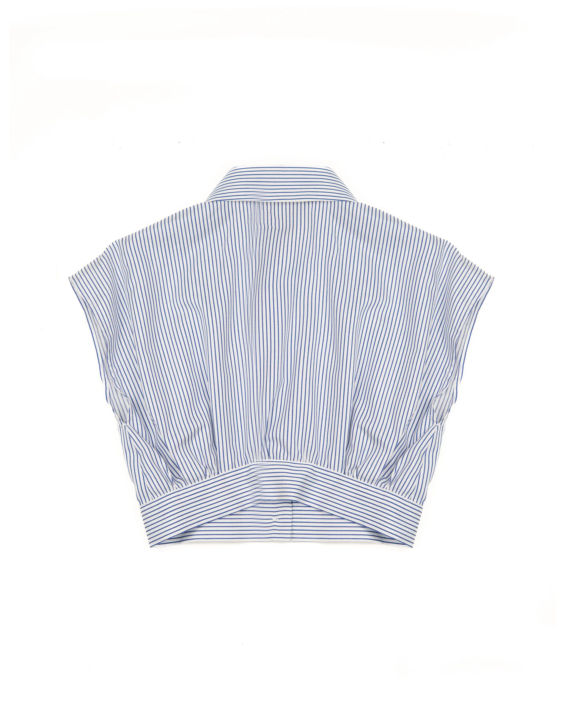 Elisabetta Franchi La Mia Bambina Camicia a Righe Cropped Blu/Avorio per Bambine