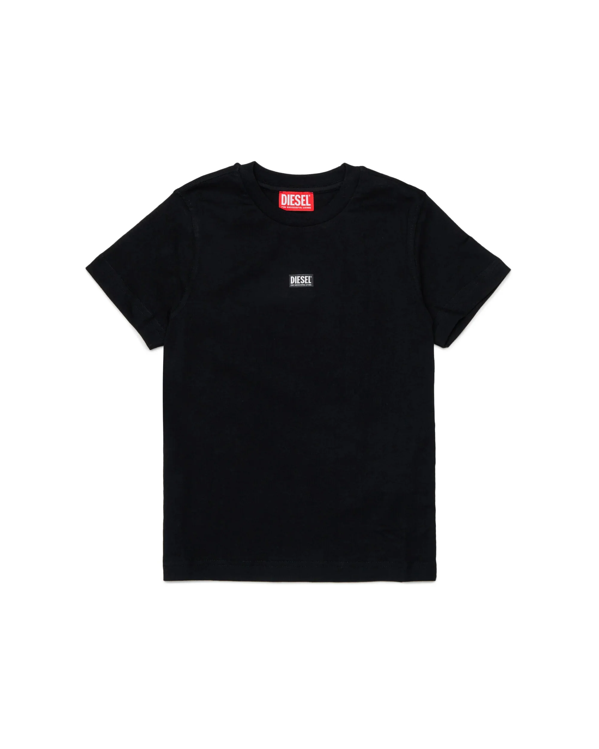 Diesel Kids T-shirt Nera con Etichetta Logo Unisex per Bambini