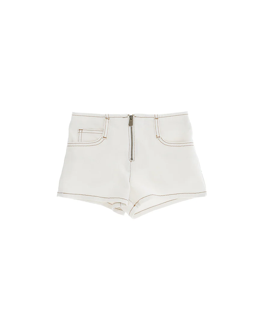 Pinko Kids Short in Denim Bianco per Bambine