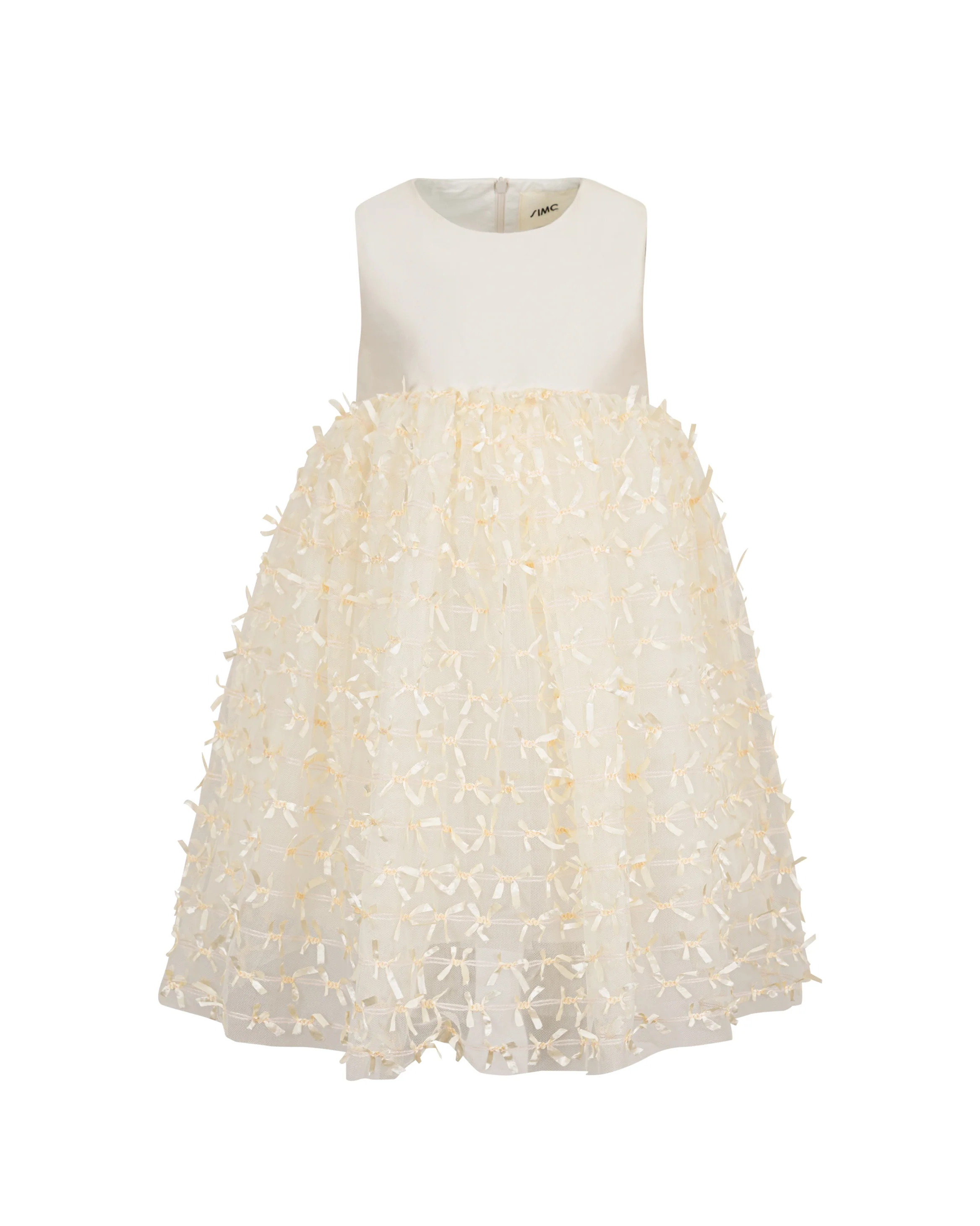 Simonetta Kids Abito Crema da Cerimonia con Applicazione per Bambine