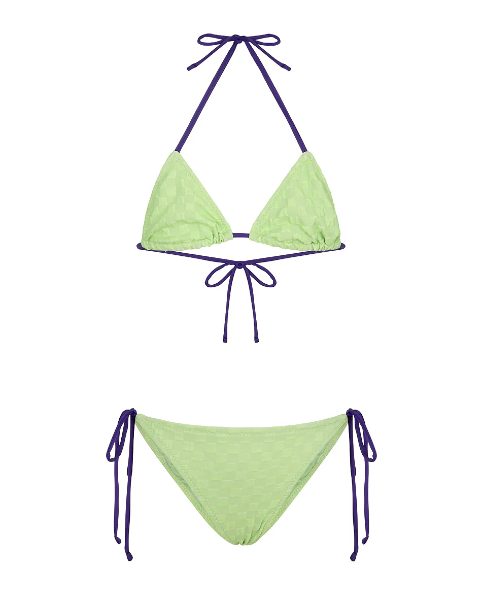 F**K Kids Costume Due Pezzi Verde con Dettagli Viola per Bambine