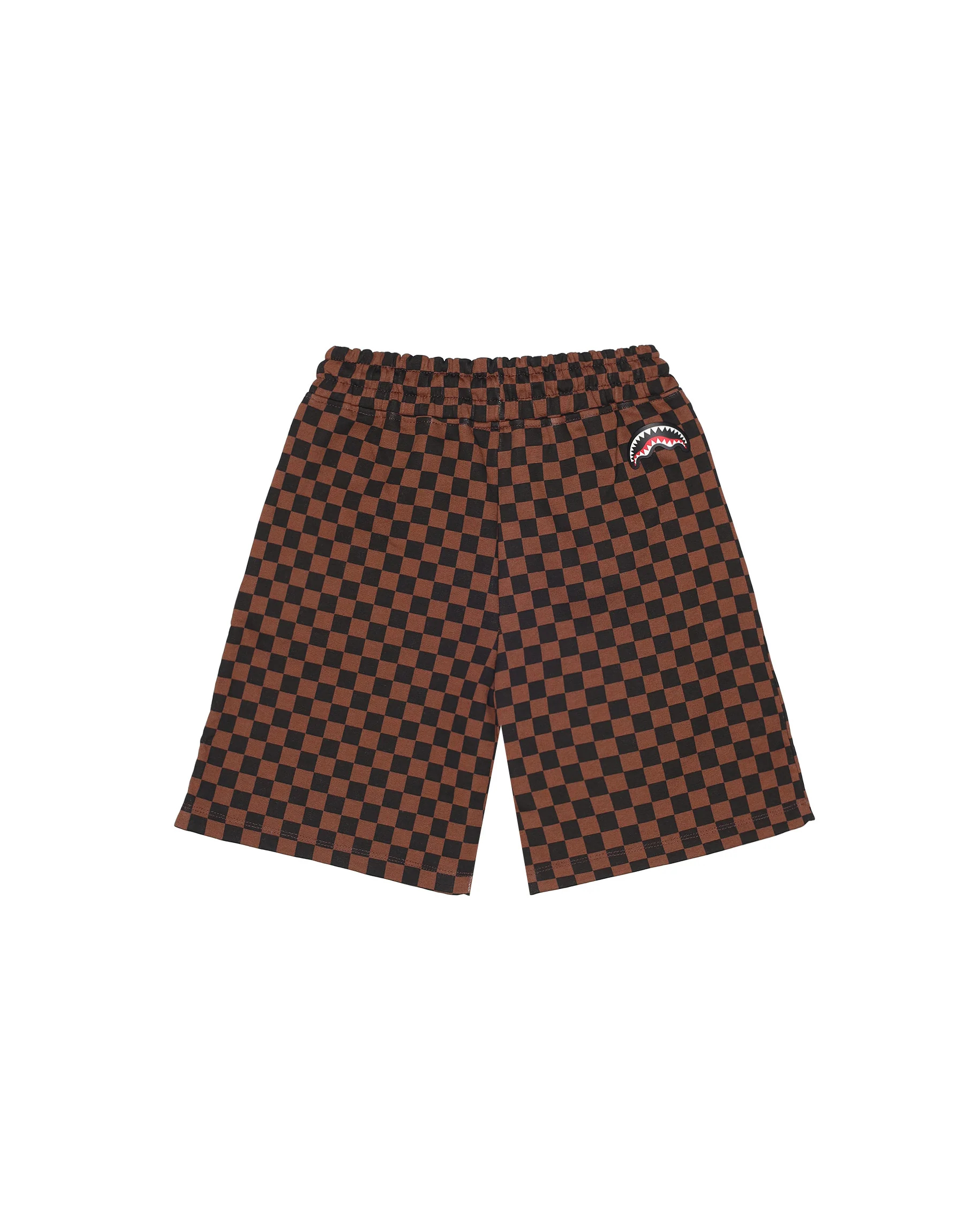 Sprayground Kids Bermuda Marrone a Scacchi con Stampa Logo per Bambini