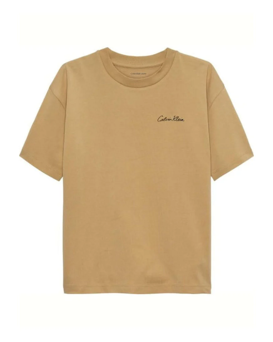 Calvin Klein Kids T-Shirt Beige con Logo e Stampa sul Retro per Bambini