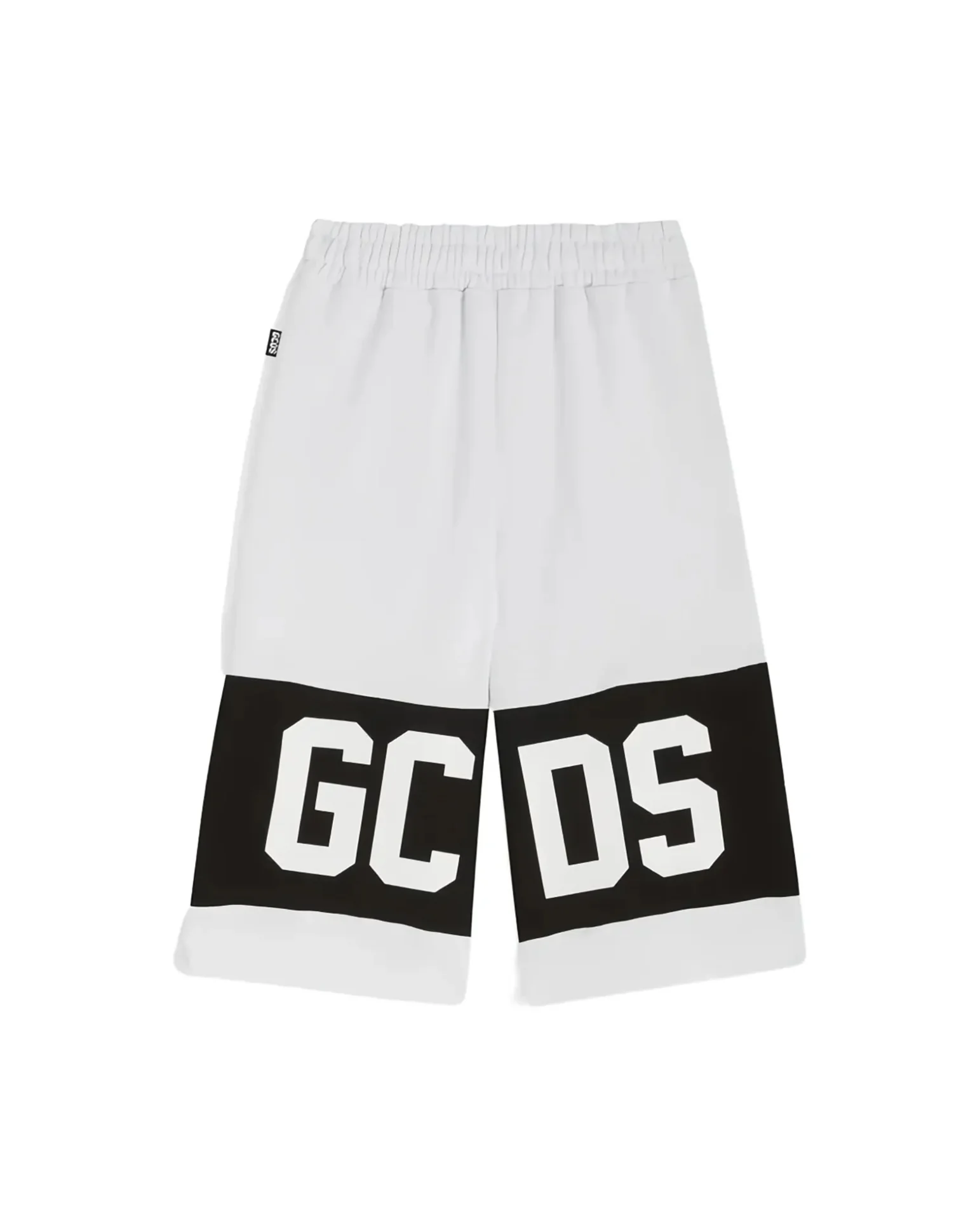 GCDS Bermuda Bianco/Nero con Banda Logo per Bambini