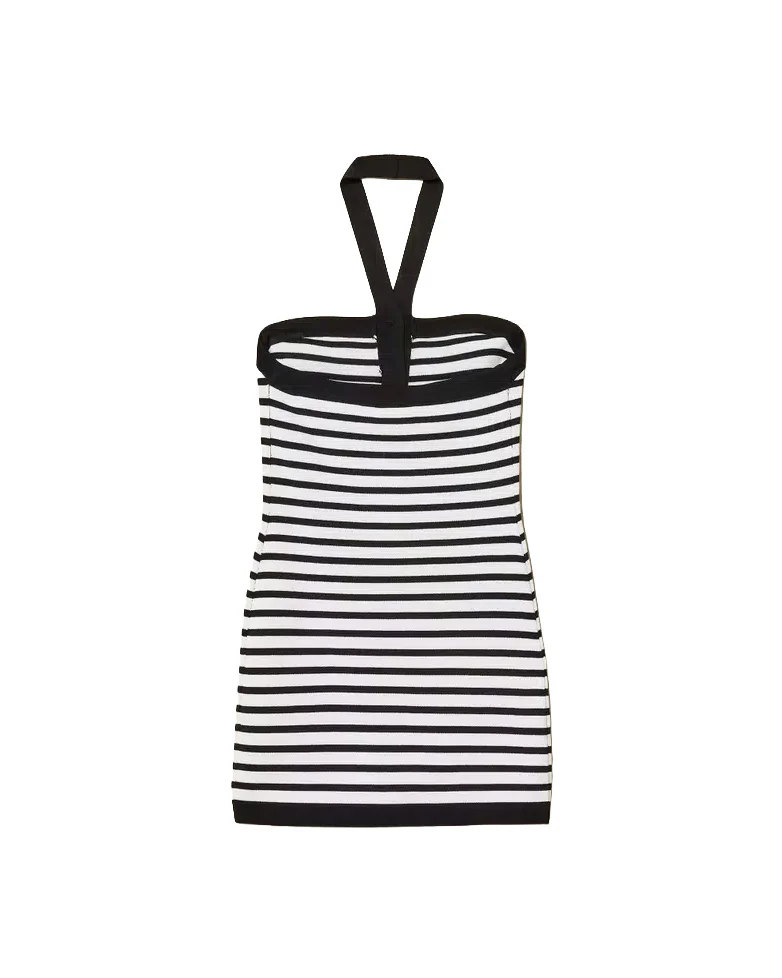 Twinset Kids Abito a Strisce Bianco e Nero per Bambine