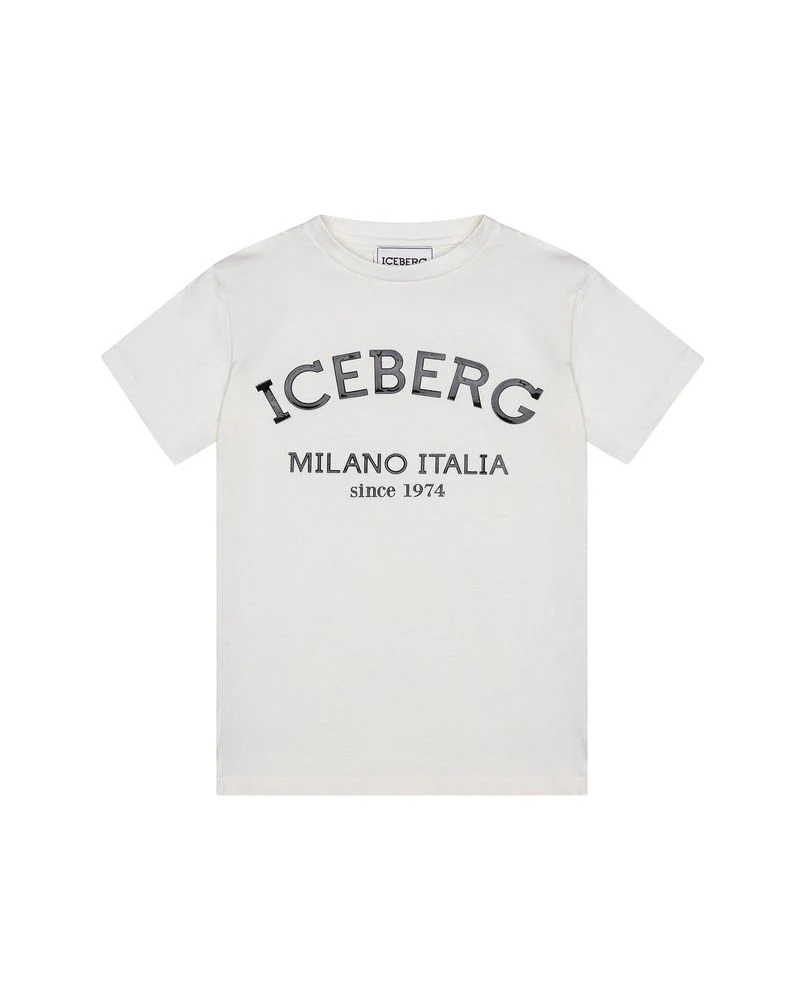 Iceberg Kids T-Shirt Off-White con Stampa Logo Unisex