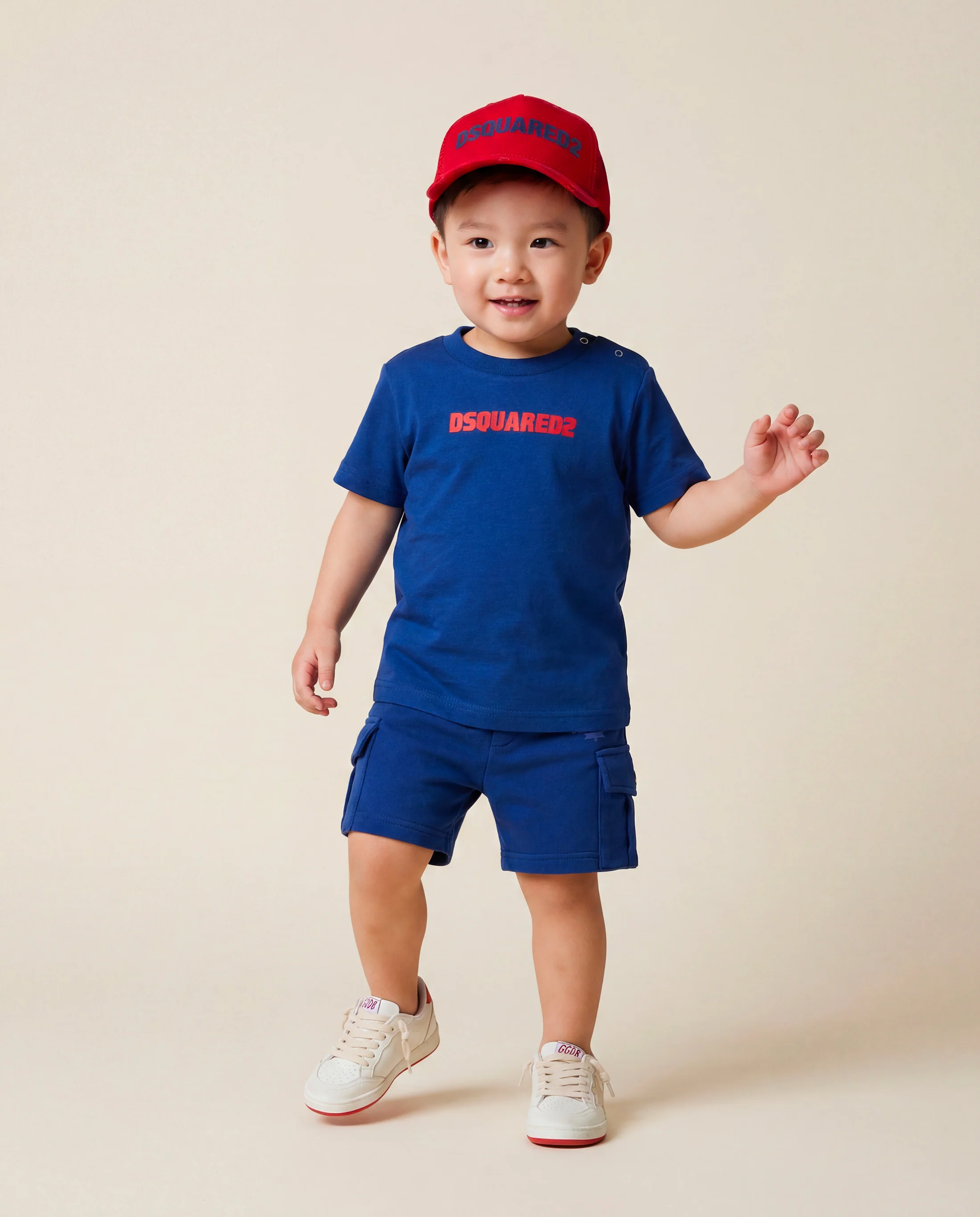 Dsquared2 Kids T-shirt Blu Cobalto con Stampa Logo a Contrasto per Neonati