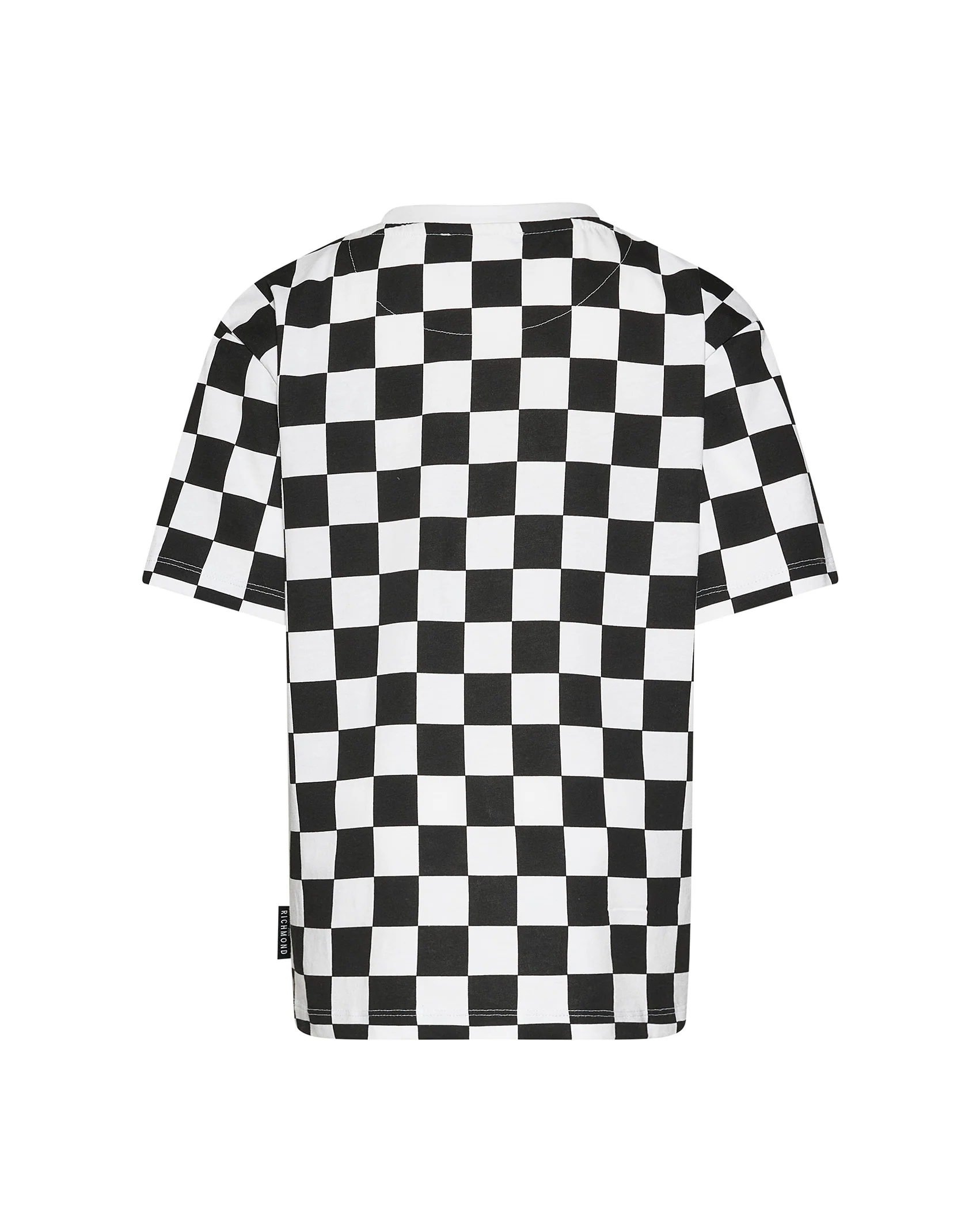 John Richmond Kids T-Shirt Bianco/Nero a Quadri per Bambini