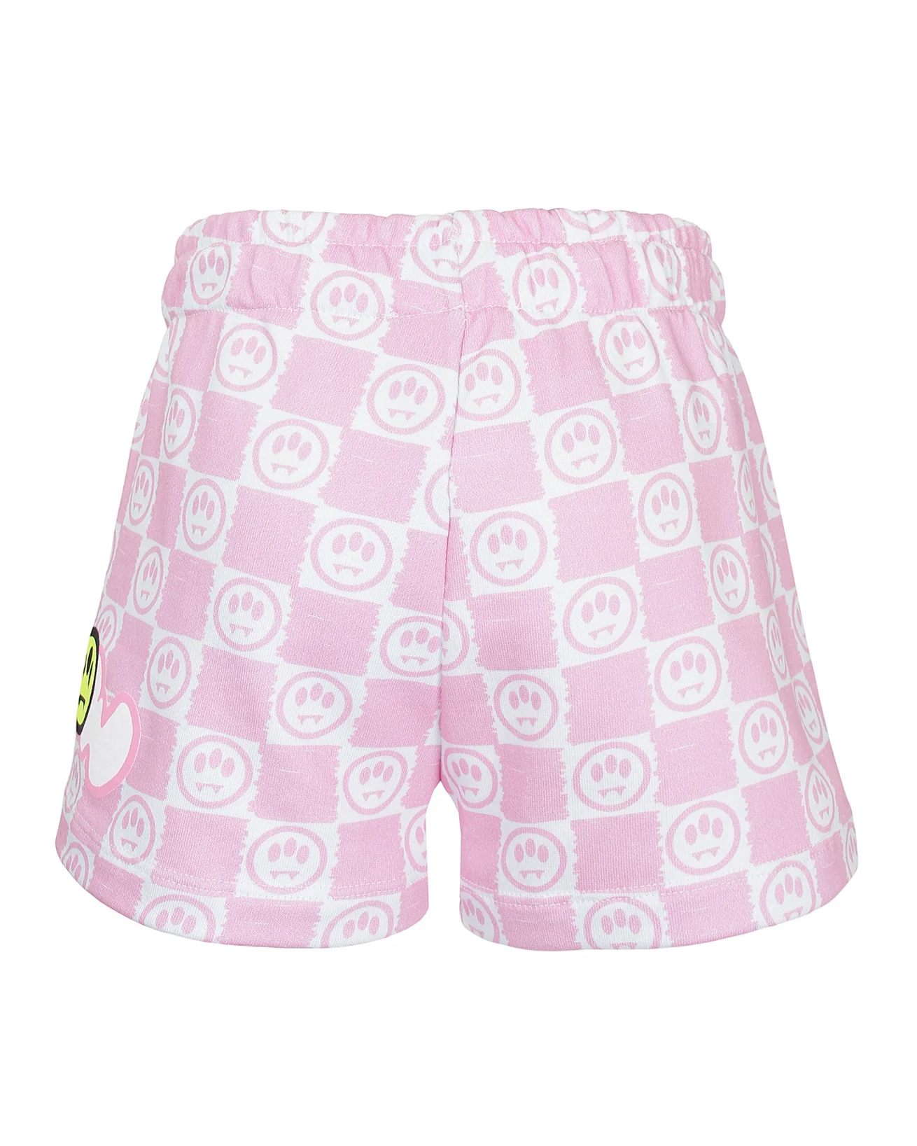 Barrow Kids Short Fantasia a Scacchi Rosa e Bianco con Stampe Logo per Bambine
