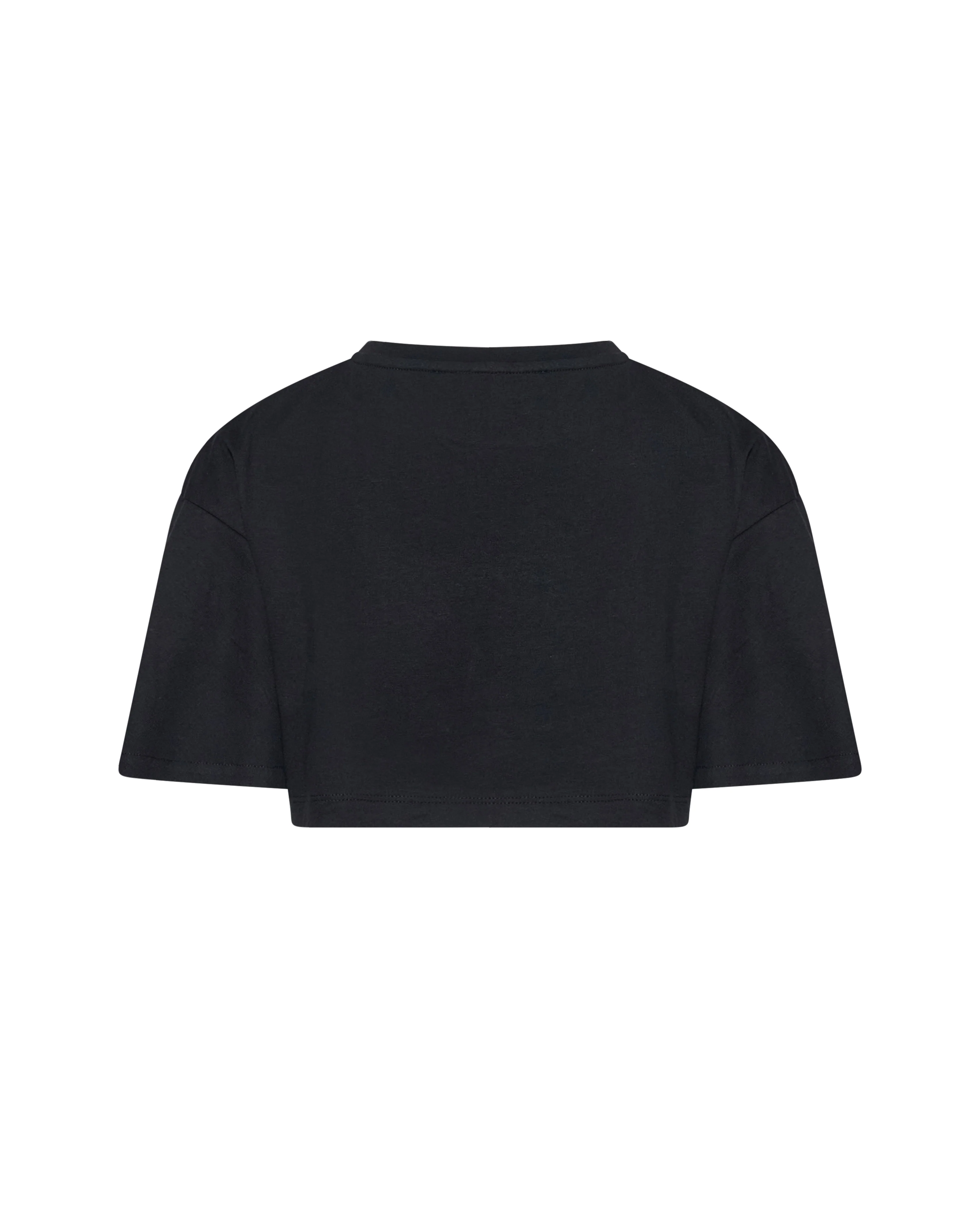 John Richmond Kids T-Shirt Crop Nero con Stampa Logo per Bambine